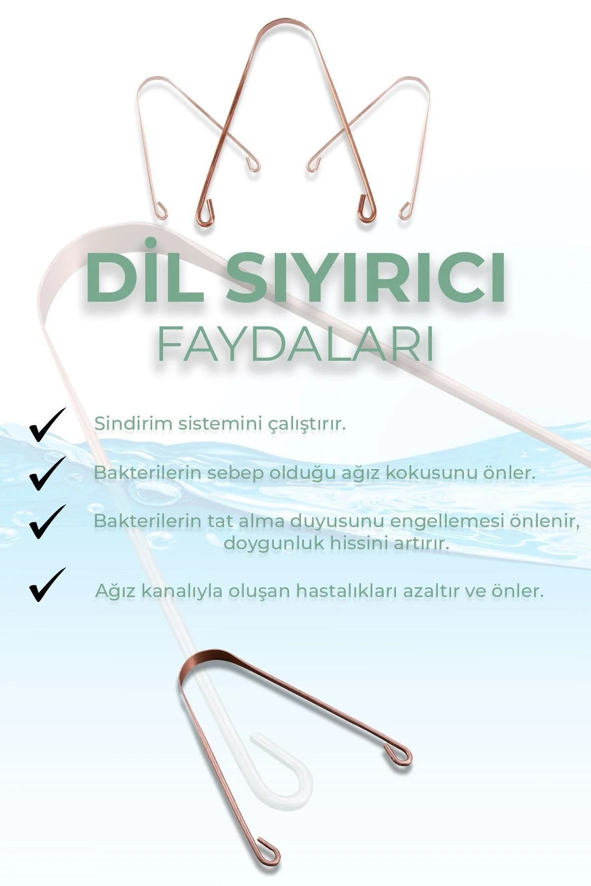 تمیزکننده زبان 0 مسی برای مراقبت از دهان Hilal Temiz Healing Touch