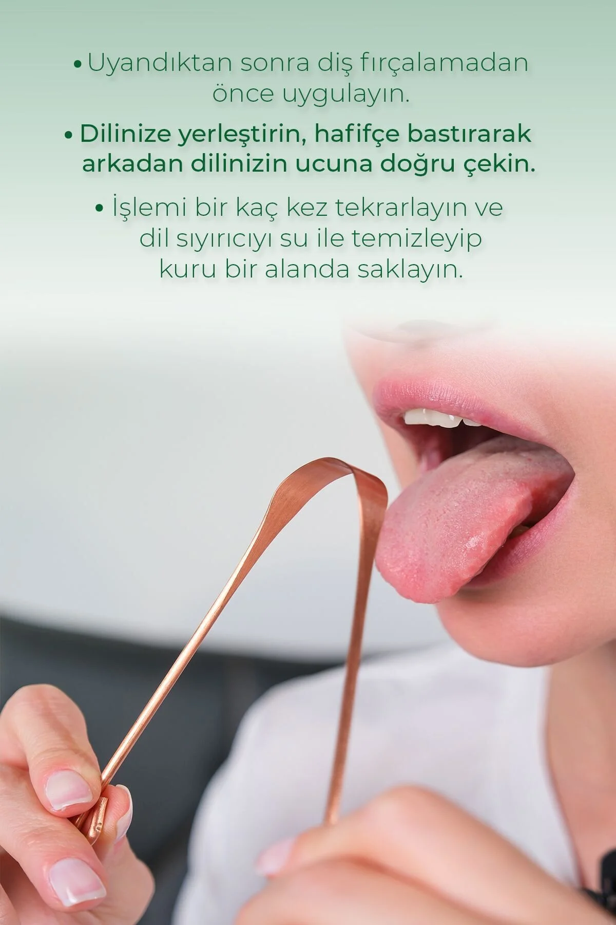 تمیزکننده زبان 0 مسی برای مراقبت از دهان Hilal Temiz Healing Touch