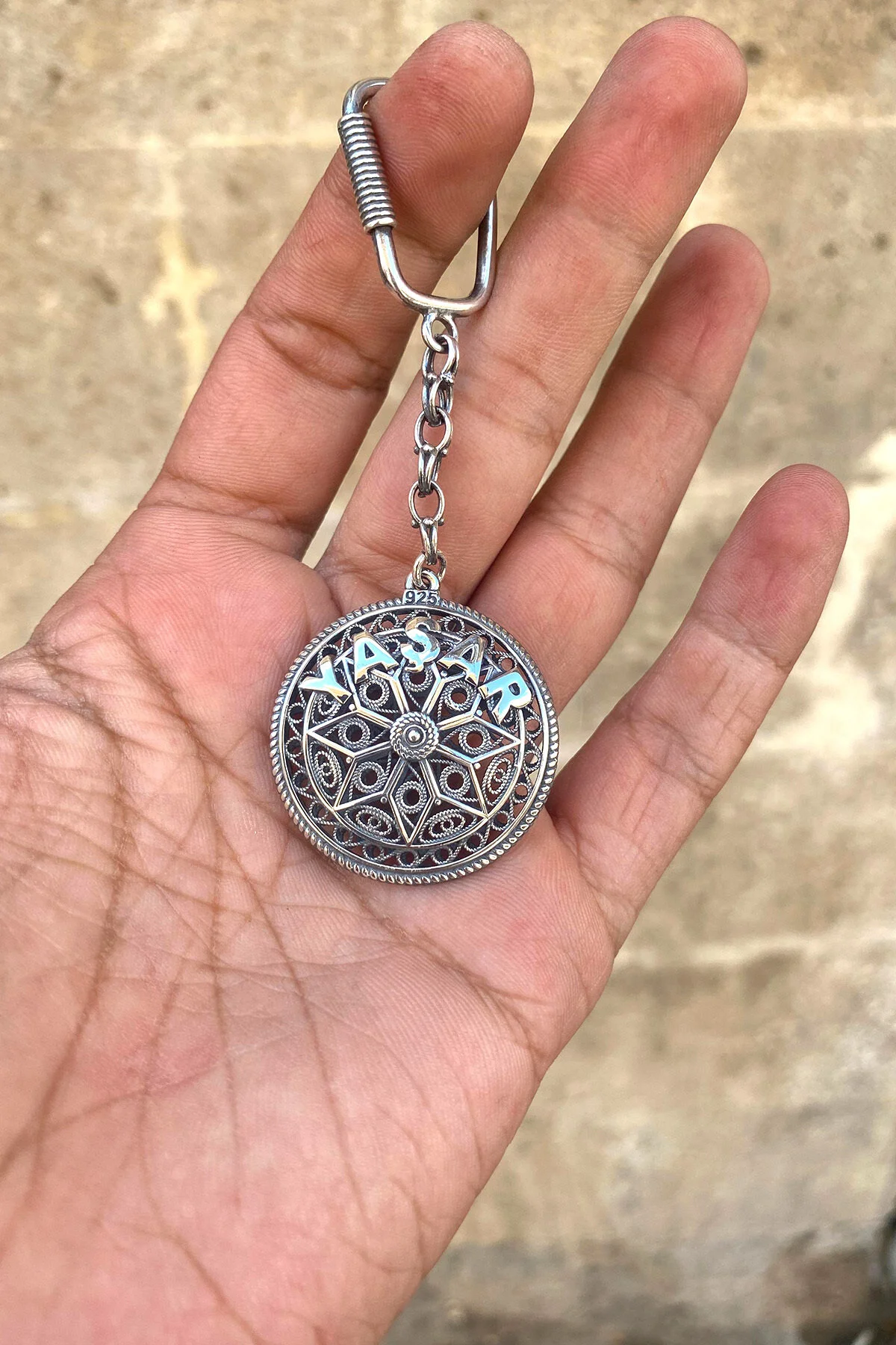 جلیقه کلید جاکلیدی دست ساز نقره ای مدل میدیات Agai Silver
