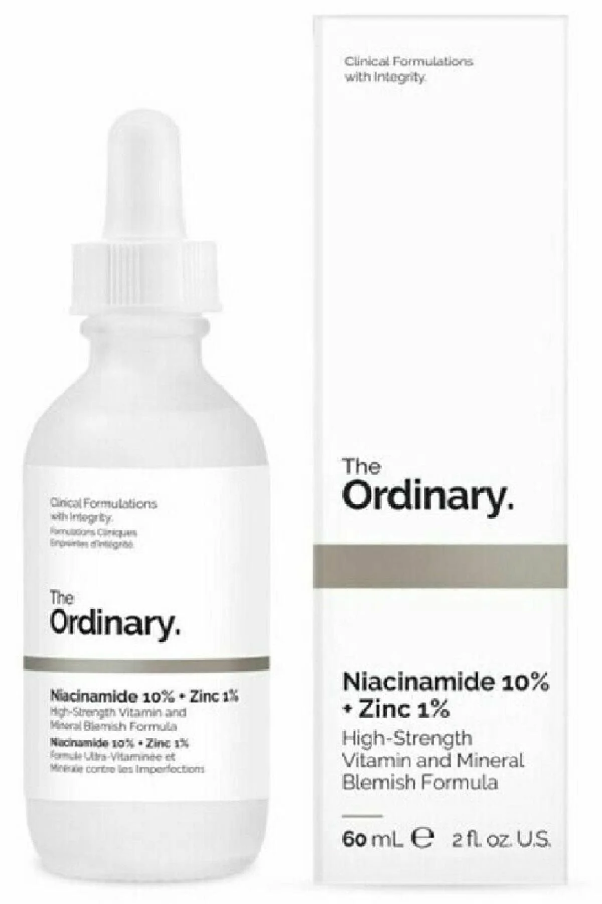 سرم پوست نیاسینامید 10% روی 1% 60 میل The Ordinary