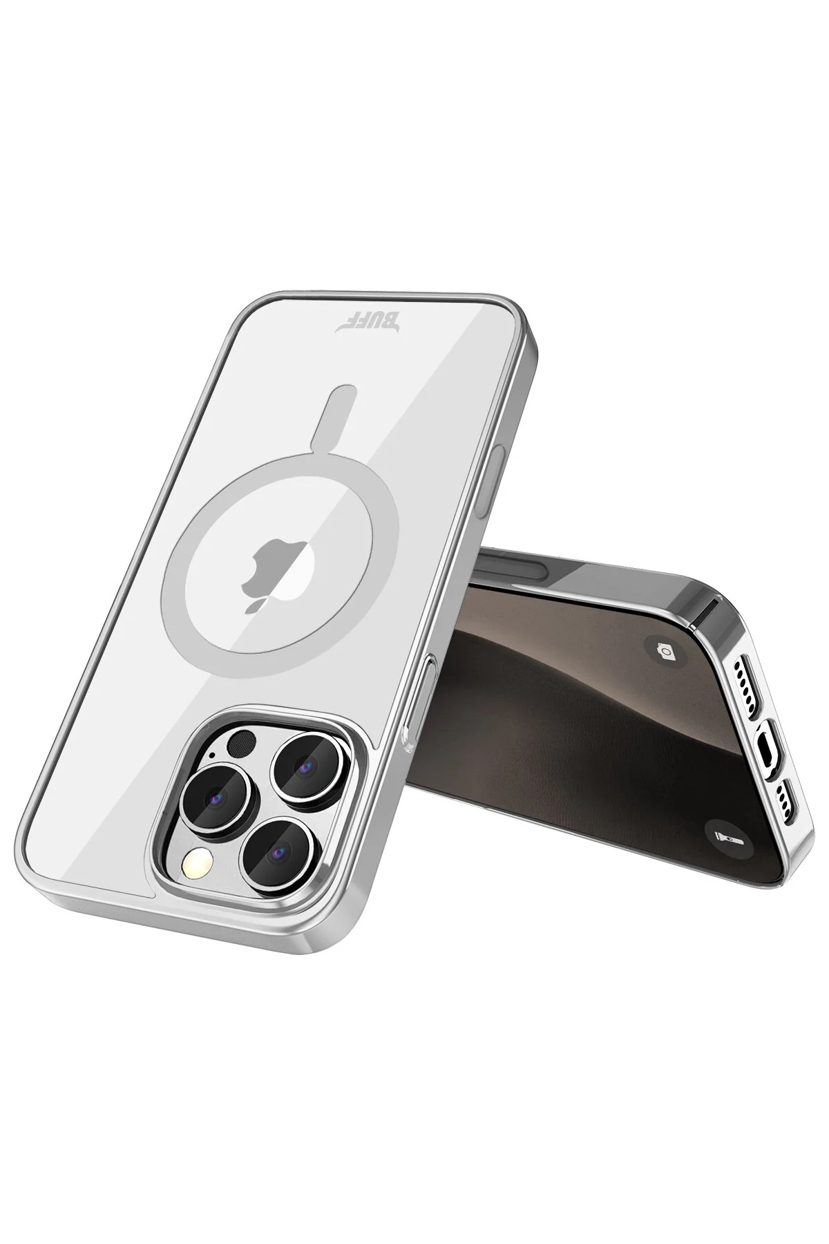 کاور و قاب باف آیفون 16 پرو مکس MAGSAFE SLIM FIT CASE نقره ای Buff Labs