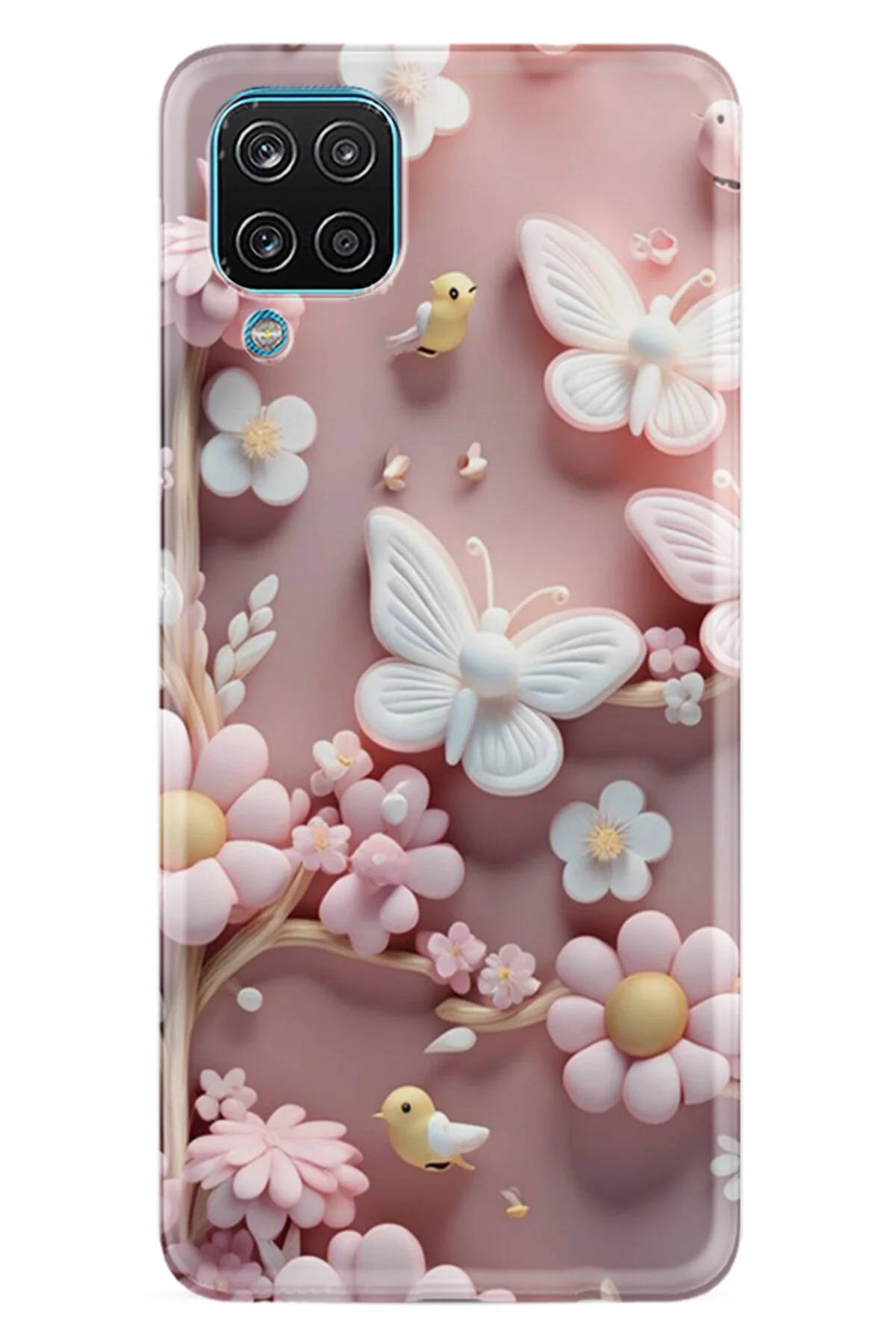 کاور و قاب SAMSUNG GALAXY A12 CASE BOUTIQUE PRINTED ILLUSTRATED PINK BUTTERFLIES PCODE 088 Kılıfland