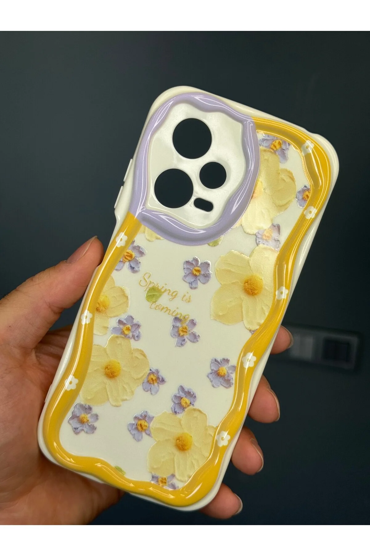 کاور و قاب محافظ دوربین طرح دار REDMI NOTE 12 PRO 5G CASE سیلیکونی رنگی گل دیزی Fibaks