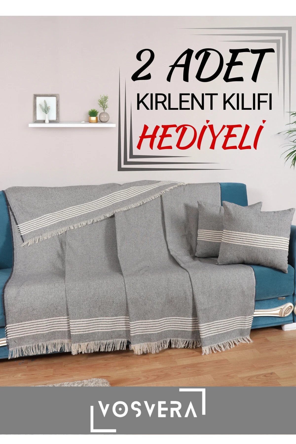 روکش مبل پوشش صندلی طبیعی پنبه ای 180X225 سانتی متر و 2 قطعه جلد بالش 40X40 vosvera