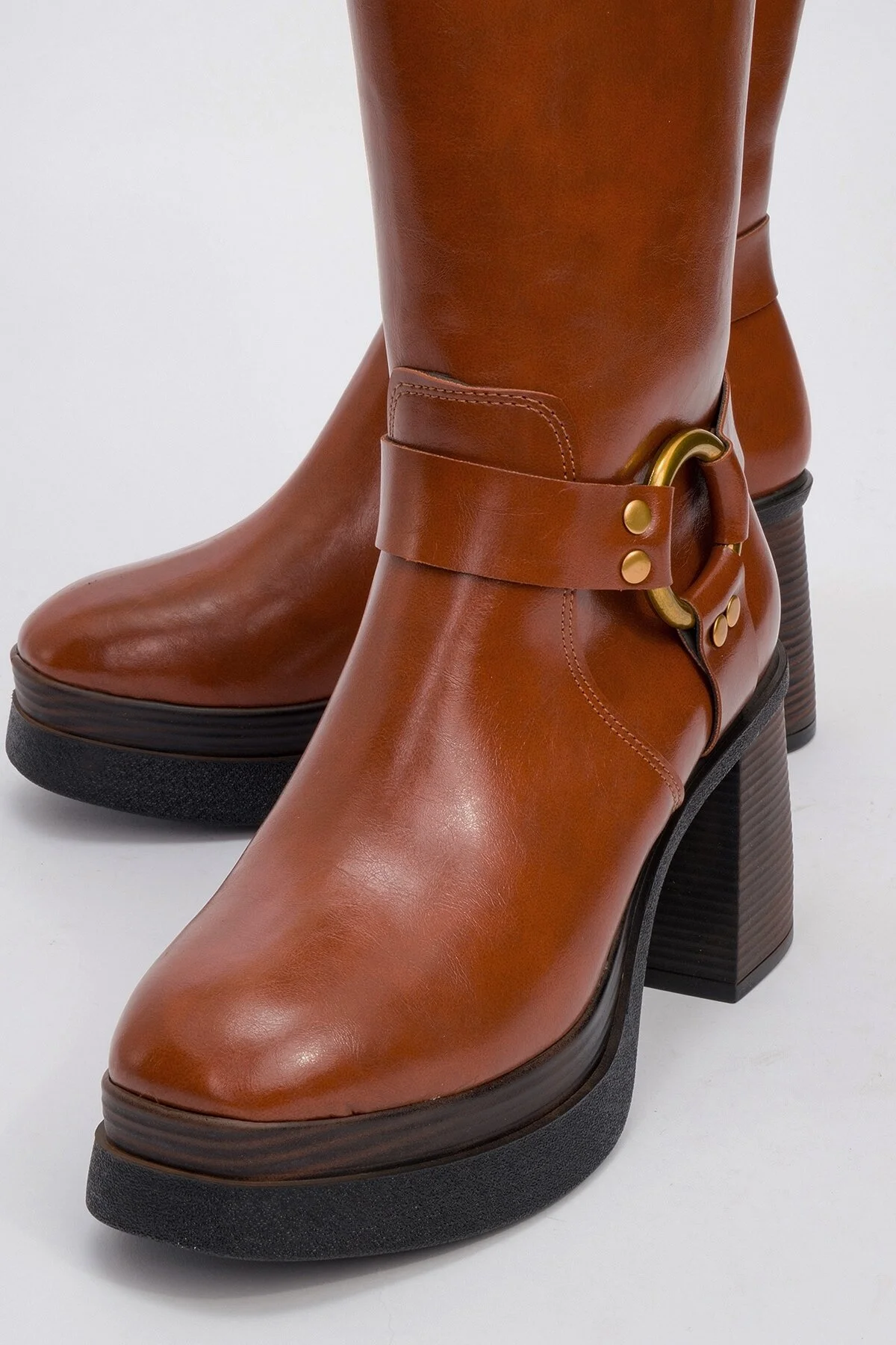 چکمه زنانه سکو پوست پوستی ROCK TABA با های پاشنه پلت فرم زیپ luvishoes