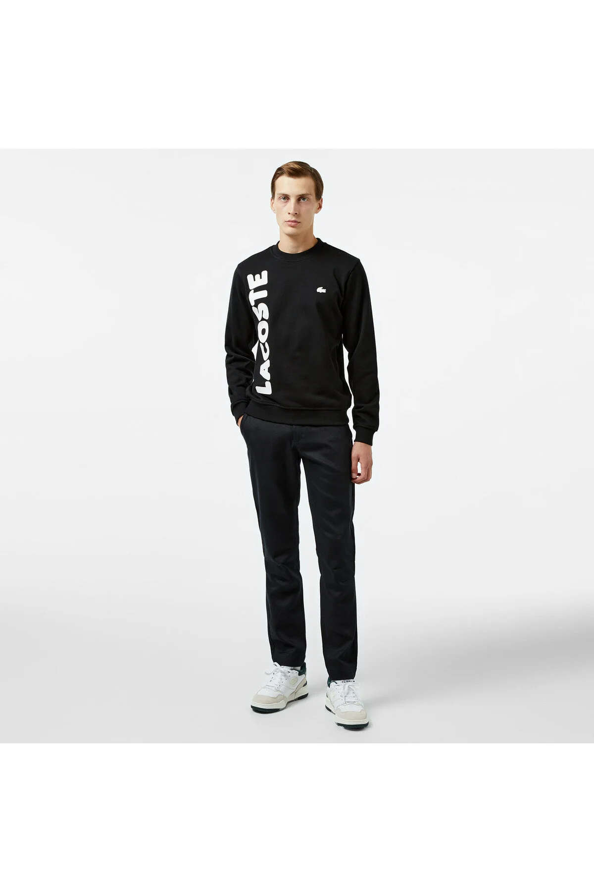 شلوار مشکی مردانه سیاه و سفید مناسب لاگوست Lacoste