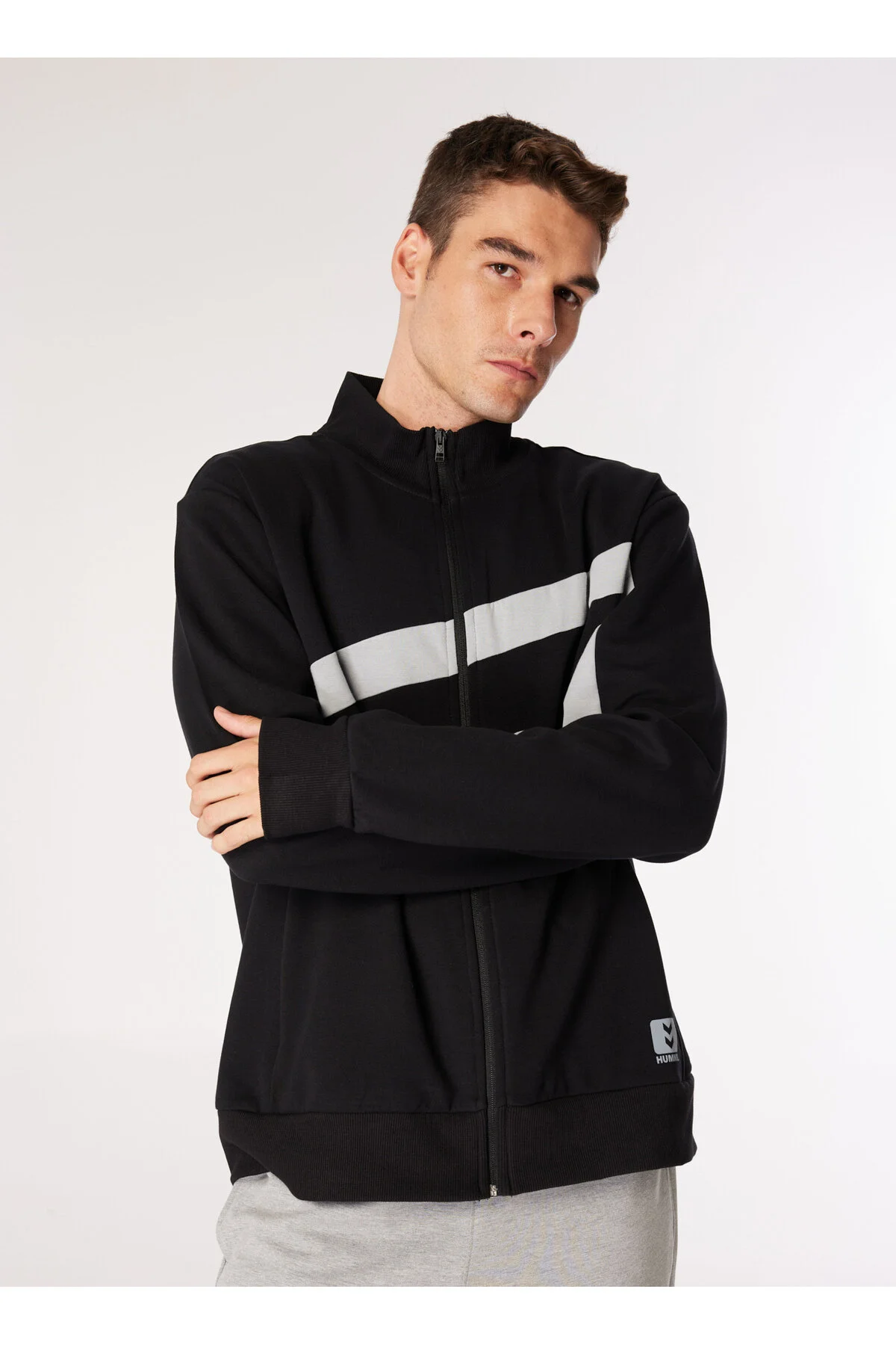 کت مشکی مردانه ژاکت Zip Hmlfelix به طور منظم یقه بلند سیاه هومل hummel