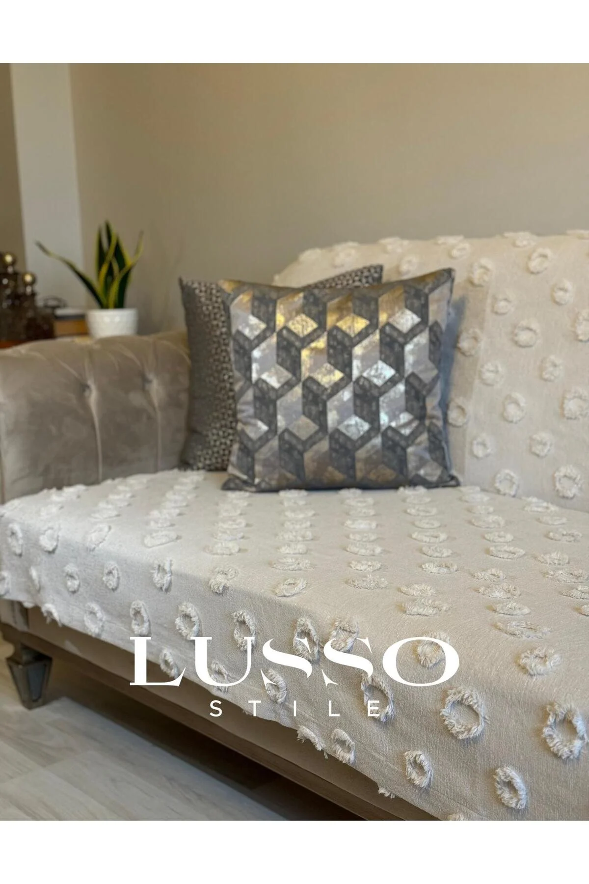 روکش مبل پومپوم رنگ سنگ 180 X 240 lusso stile