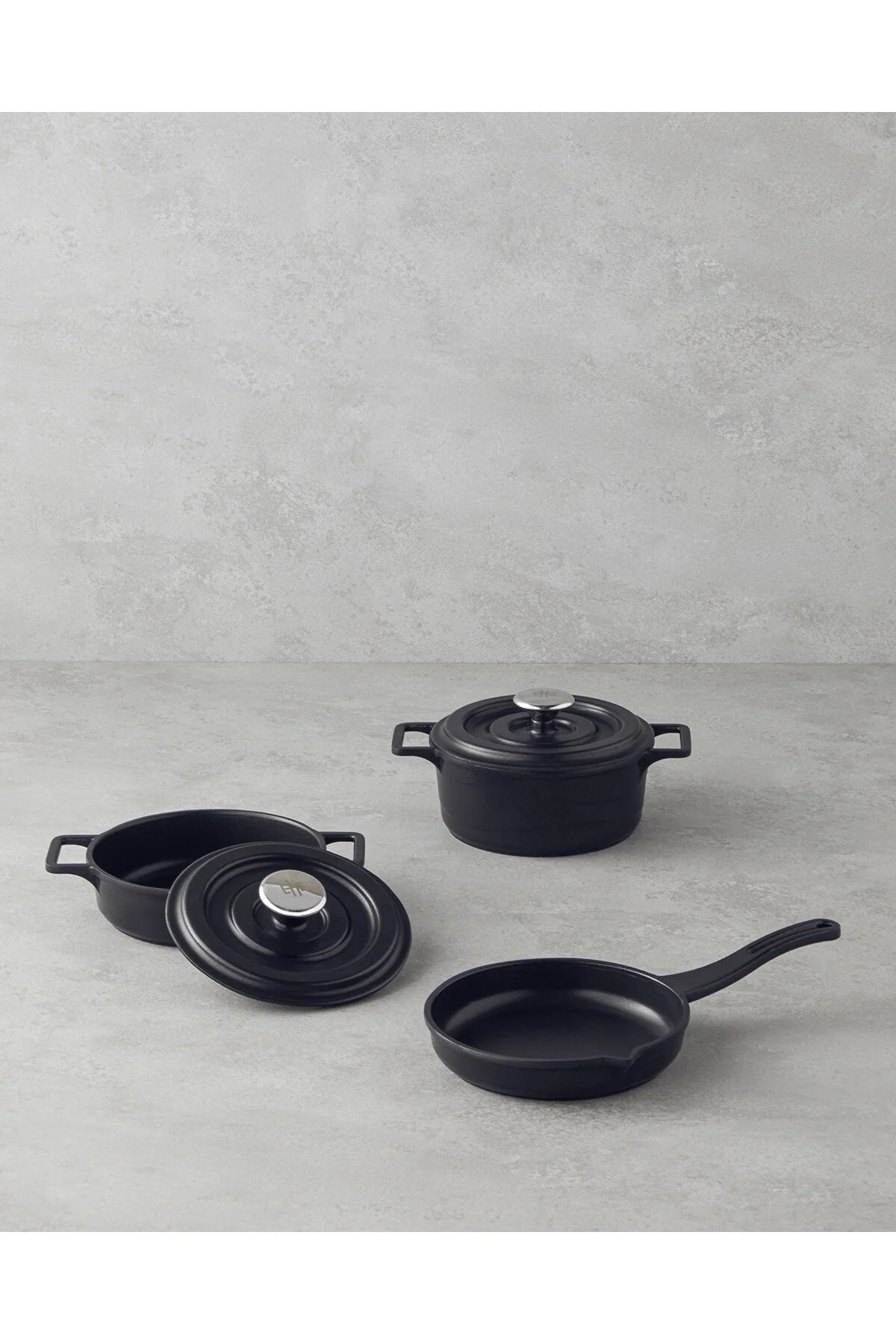 قابلمه طعم ریز ریخته گری آلومینیوم مینی گلدان مجموعه 14X14X14 سانتی متر سیاه انگلیش هوم English Home