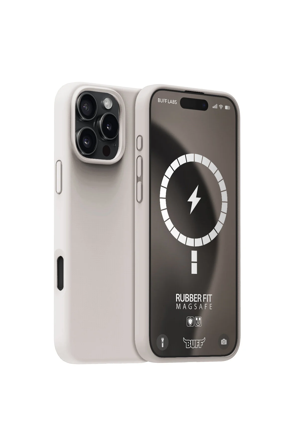 کاور و قاب IPHONE 16 PRO MAX MAGSAFE RUBBER FIT CASE SILICONE STONE GREY Buff