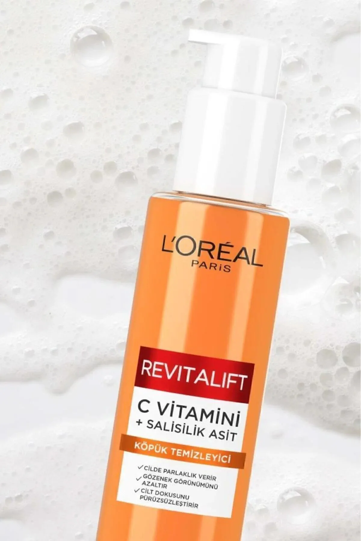 پاک کننده صورت ویتامین C + اسید سالیسیلیک روشنایی و ضد فوم 150 میل L'Oreal Paris