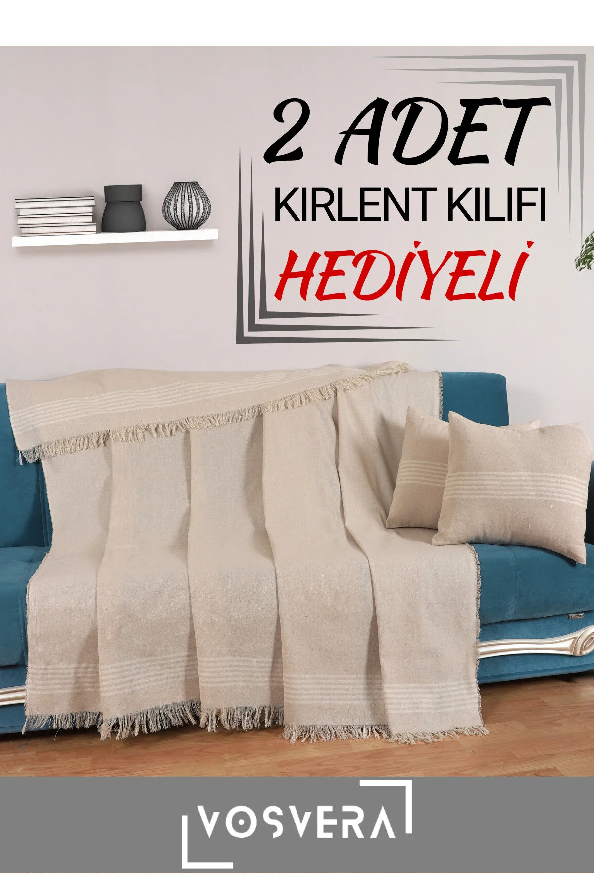 روکش مبل پوشش صندلی طبیعی پنبه 180X225 سانتی متر و 2 قطعه کوسن 40X40 vosvera
