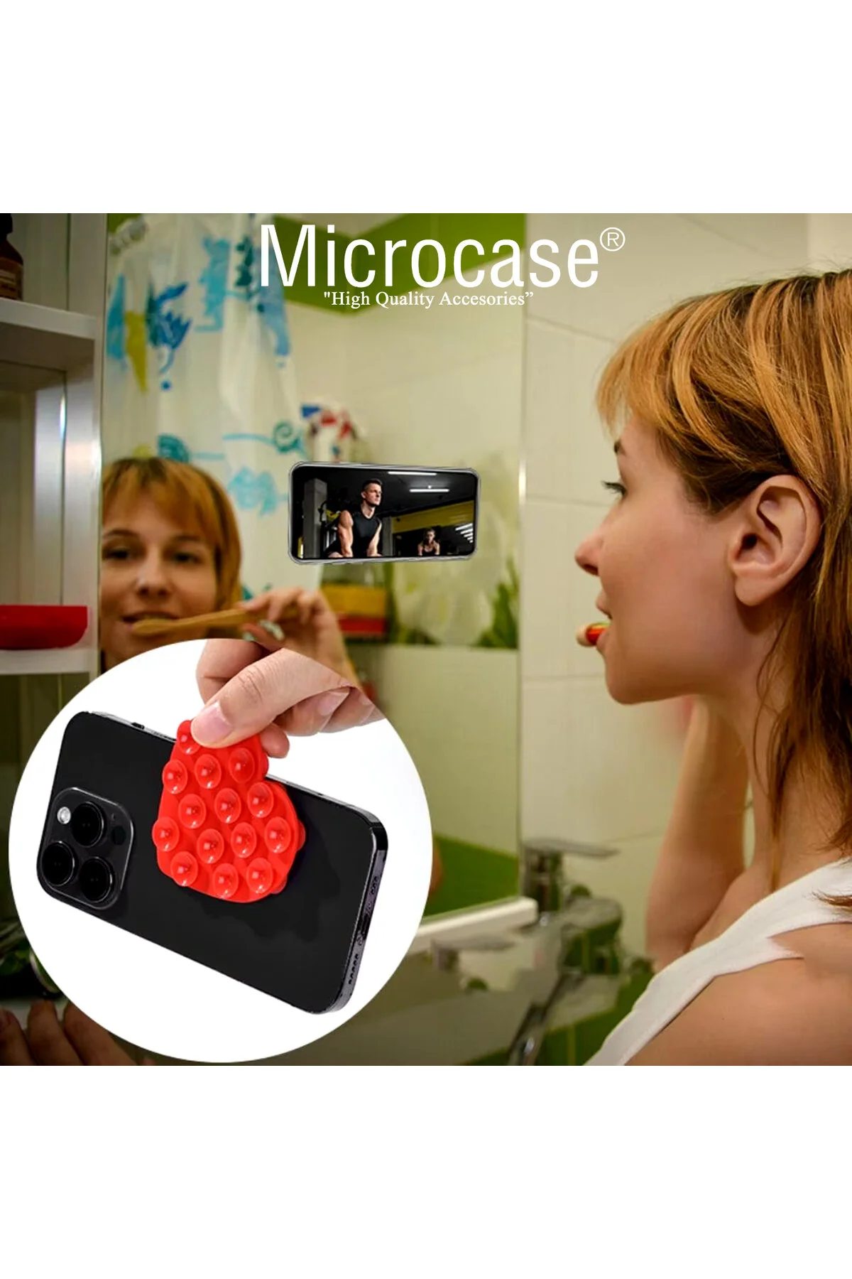 کاور و قاب پد چسبی ثابت کننده تلفن همراه سیلیکونی الگوی قلب با ساکشن کاپ Microcase