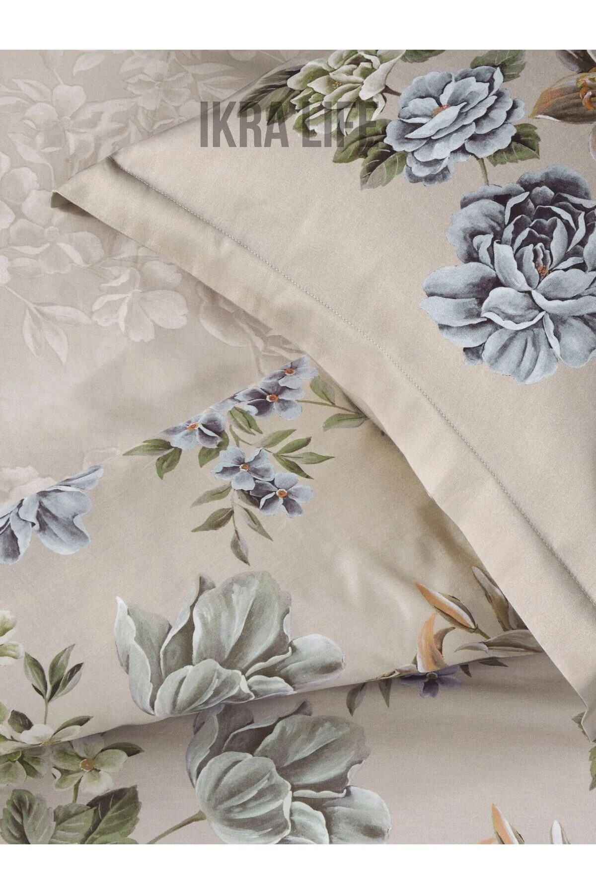 کاور لحاف دو نفره مجموعه جلد دوتایی ELODIE BEJ SATEN DOUBLE DUVET Taç