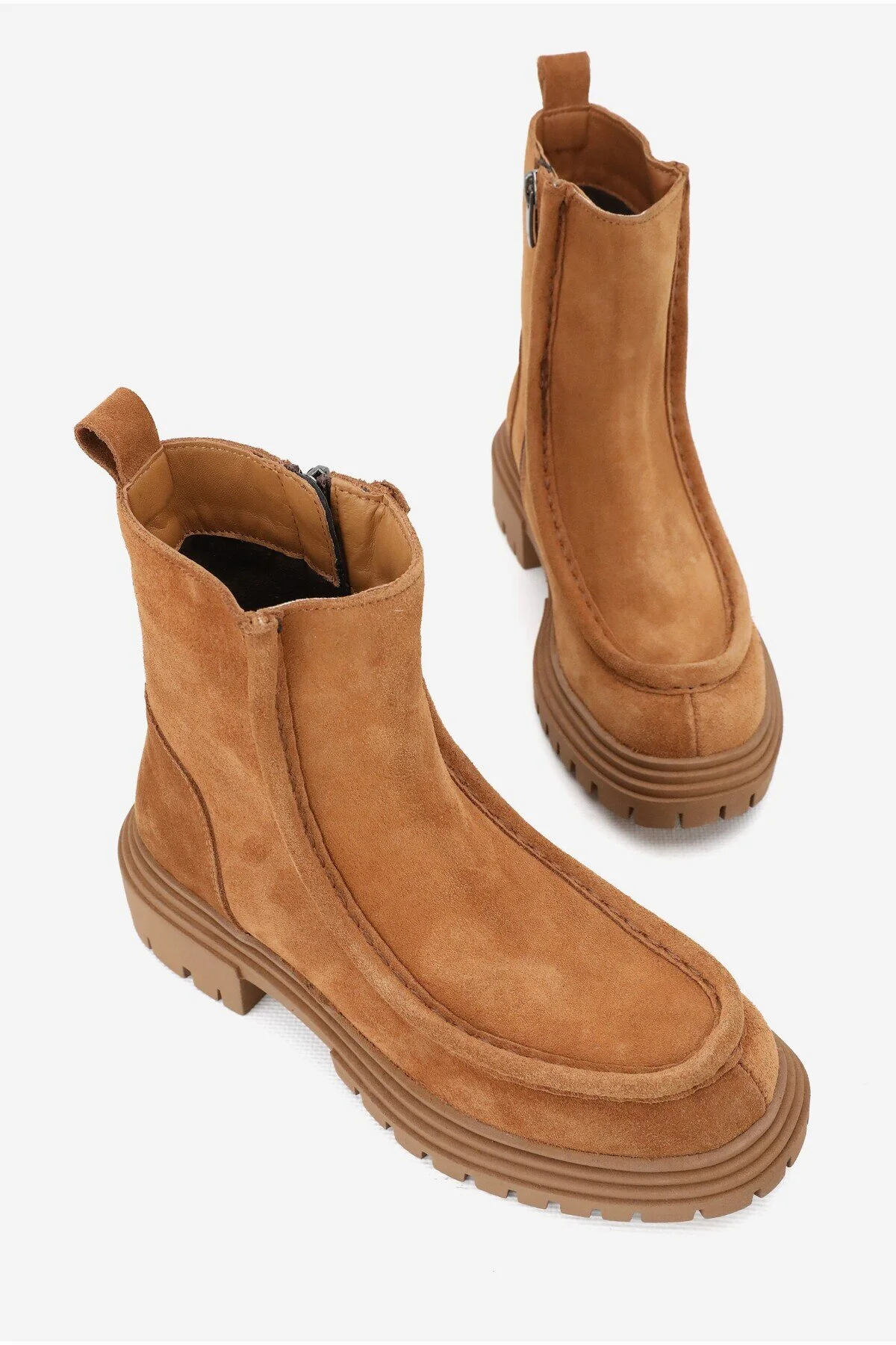 بوت پوتین زنانه زن TABA SÜET LEATHER NATURAL 36 41 NUMBER &amp; BOOTIE تونالی TUNAELLİ