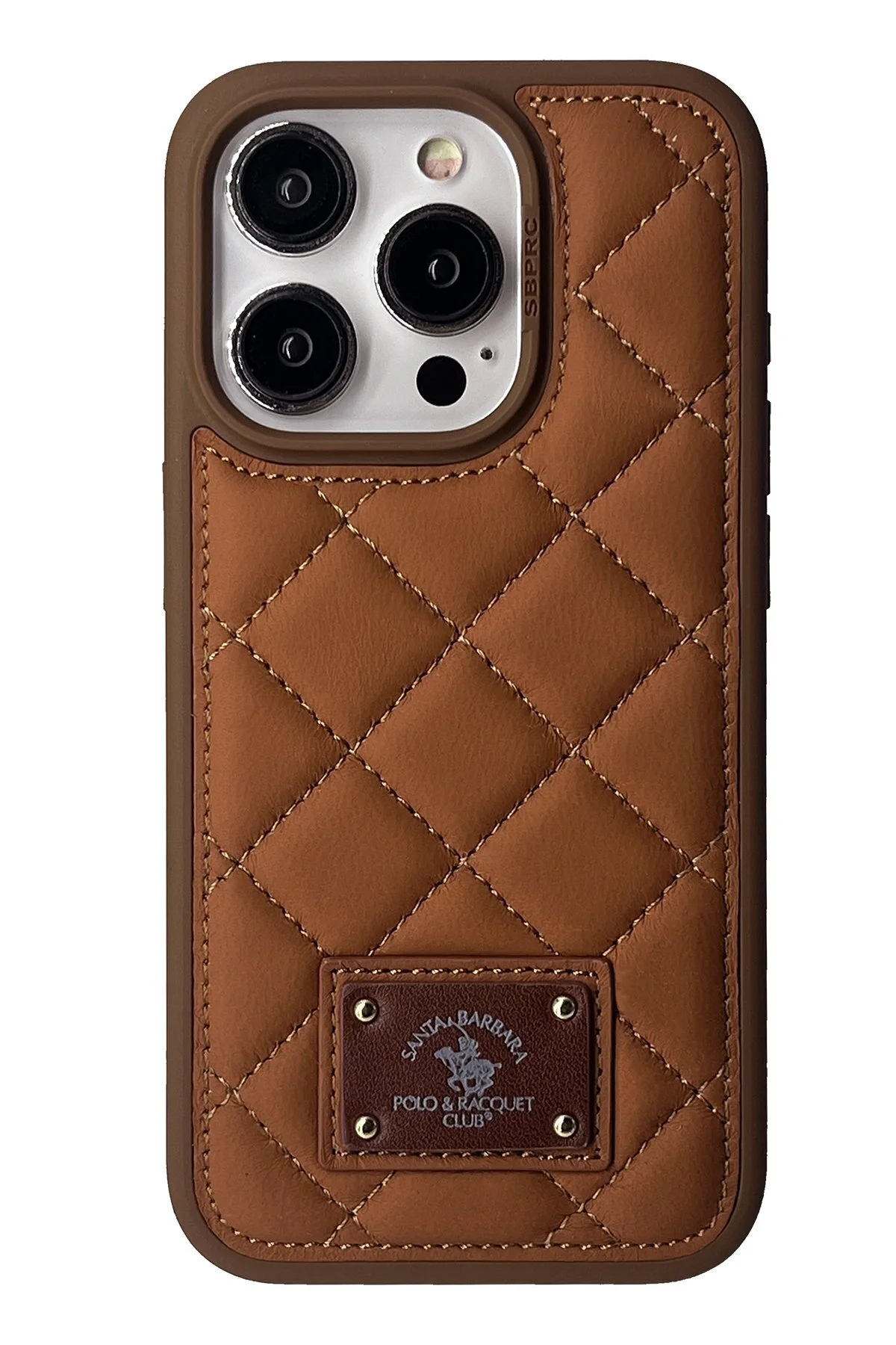 کاور و قاب سازگار با SBPRC IPHONE 15 PRO MAX OGDEN DIAMOND PATTERN DUTCHED PU چرمی RUBER Santa Barbara Polo Racquet Club