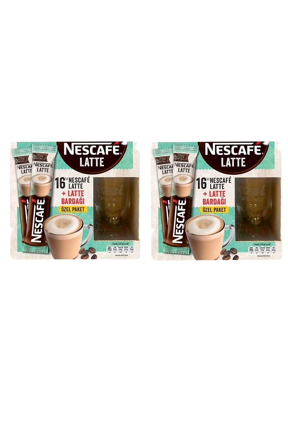 قهوه فوری لاته 16×14.5 گرم. لیوان با هدیه 2 عدد نسکافه Nescafe