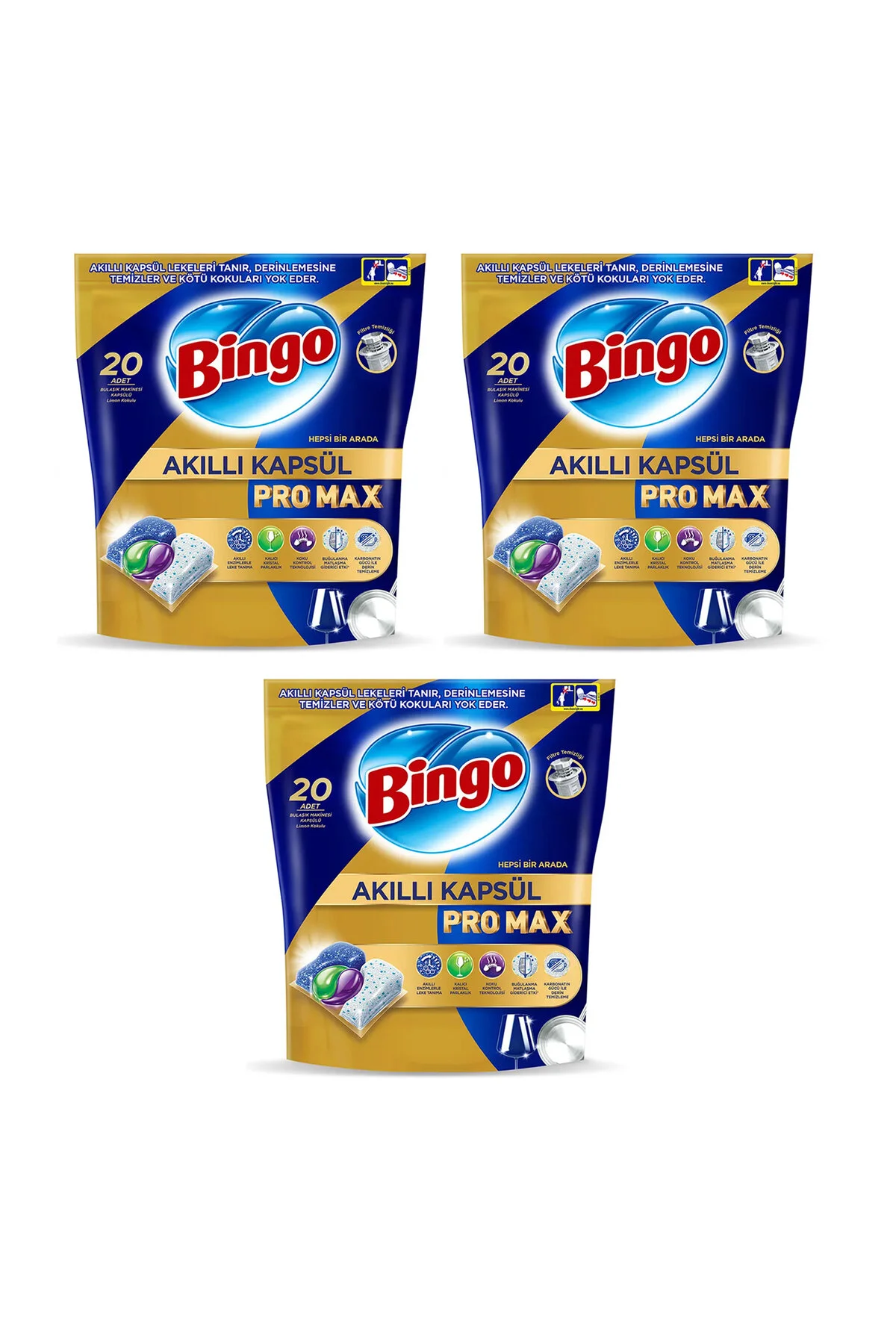 قرص و پودر ماشین ظرفشویی تبلت SMART CAPSULE PRO MAX 20 LI X 3 قطعات 60 کپسول Bingo