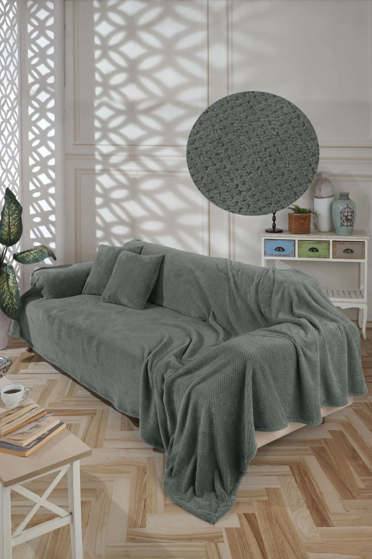 روکش مبل WELLSOFT COVER ARMS GREEN 180X300 2 PCS 45X45 CUSHION CASE LADYNİL
