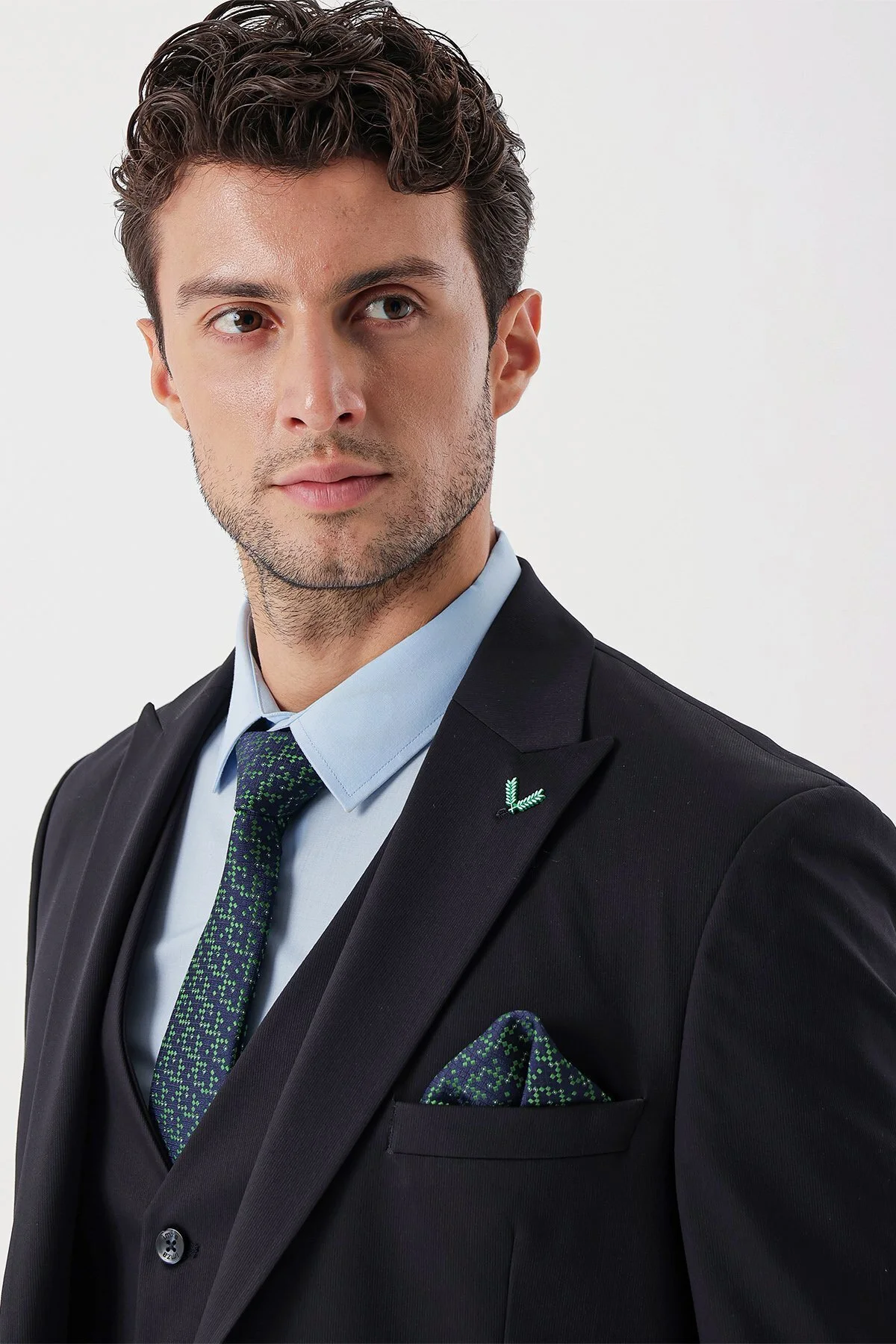 کت وشلوار مردانه شکست سرمه‌ای تاریک یاکا جلیقه LICRA 6 DROP SLIM FIT 1001235154 قورت داد İmza