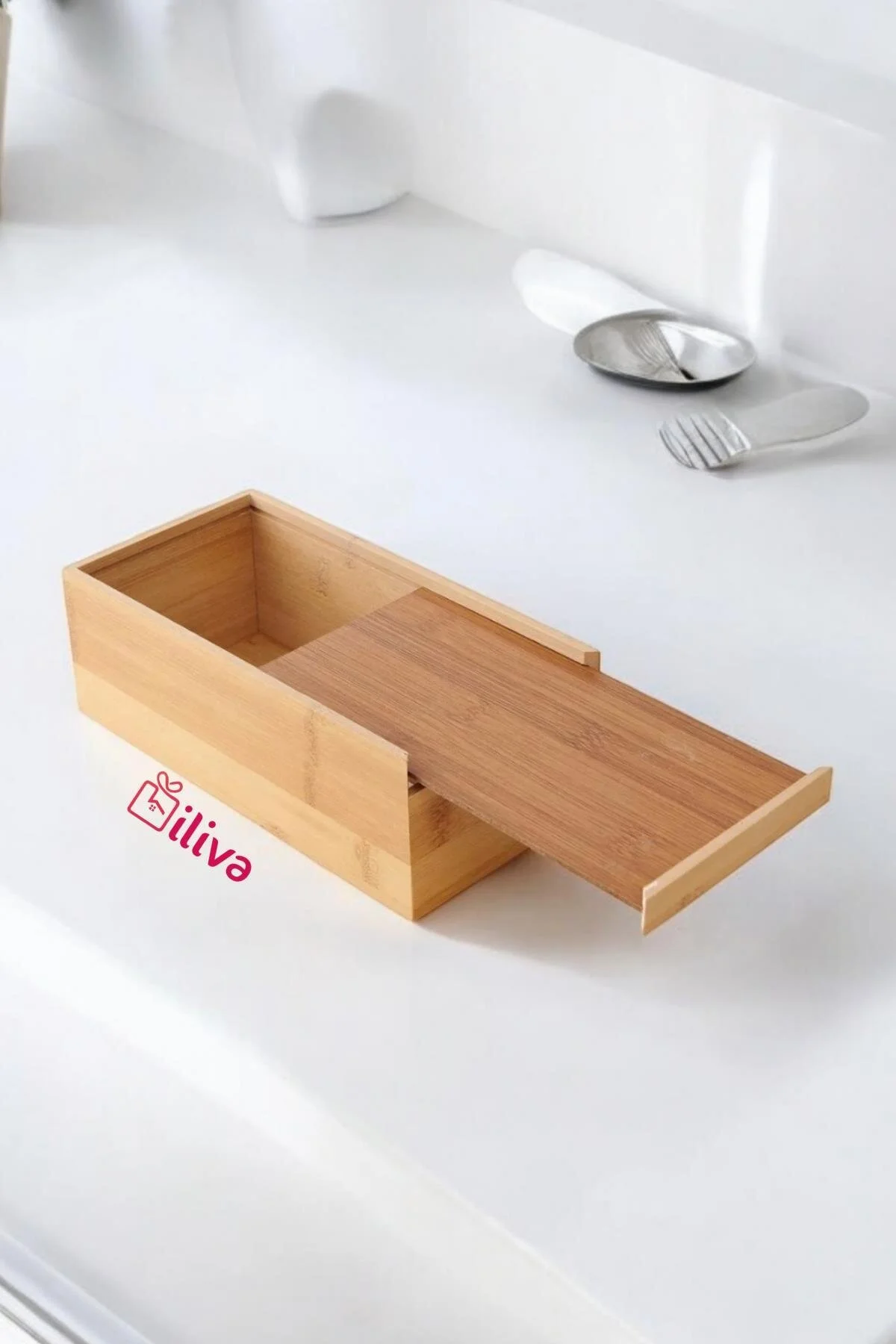 جای دستمال سفره چند رنگ بامبو دسک تاپ چوبی İLİVA