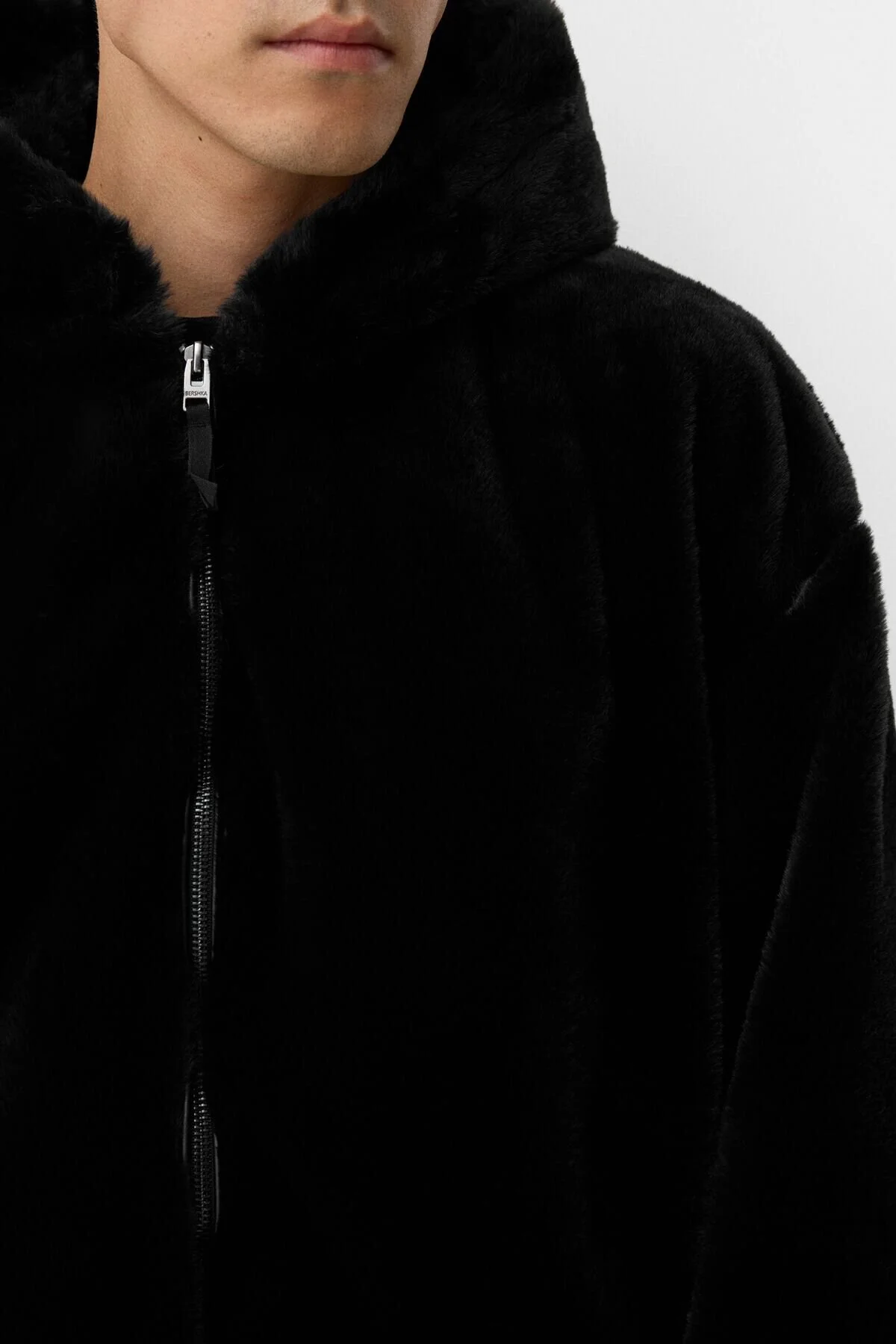 کت مشکی مردانه ژاکت پشمی مصنوعی برشکا اورجینال Bershka