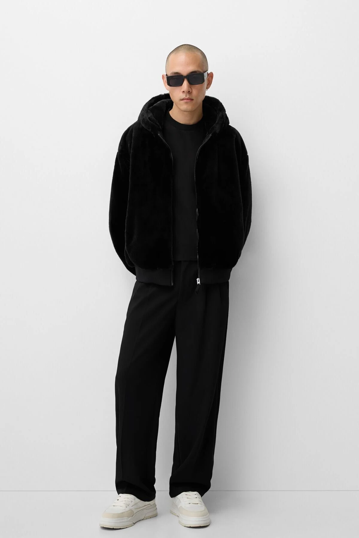 کت مشکی مردانه ژاکت پشمی مصنوعی برشکا اورجینال Bershka