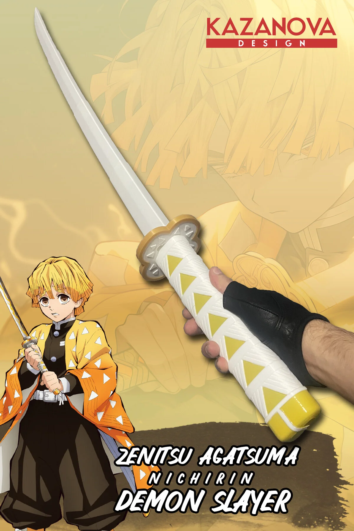 فیگور انیمه ZENITSU AGATSUMA DEMONSLAYER FOLDABLE KATANA 98 سانتی متر از ترکیه Kazanova Design