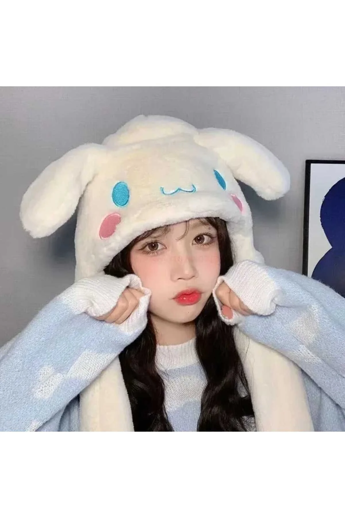 اسباب بازی های پشمی کلاه متحرک گوش روشن SANRIO CINNAMOROLL هدیه رنگارنگ 1 عدد Meyra Accessories
