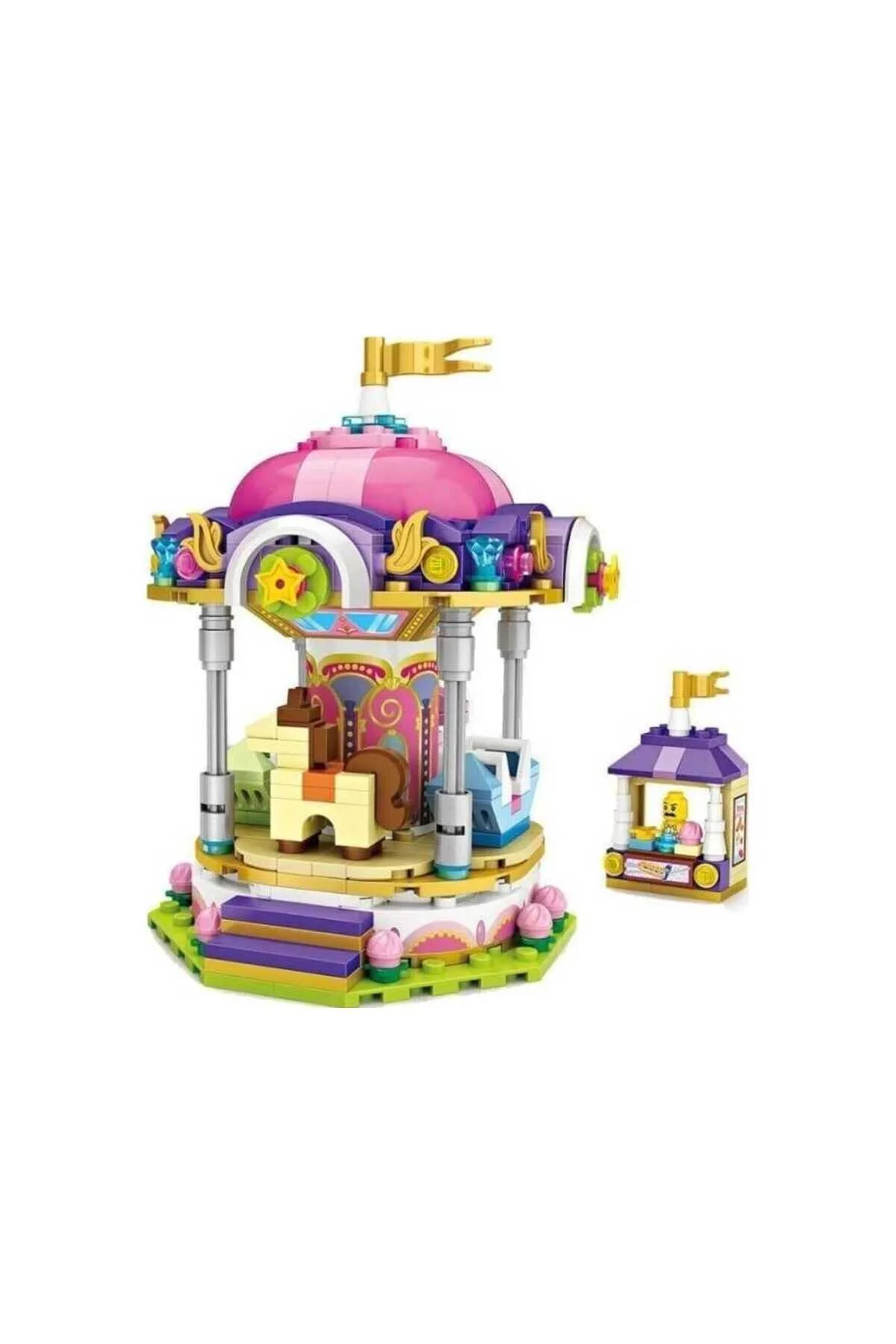لگو و اسباب بازی های ساخت محور پارک تفریحی LOZ 1720 MERRY GO ROUND MINI BLOCKS NANO BUILDING TOY PARKING از ترکیه Vagonlife