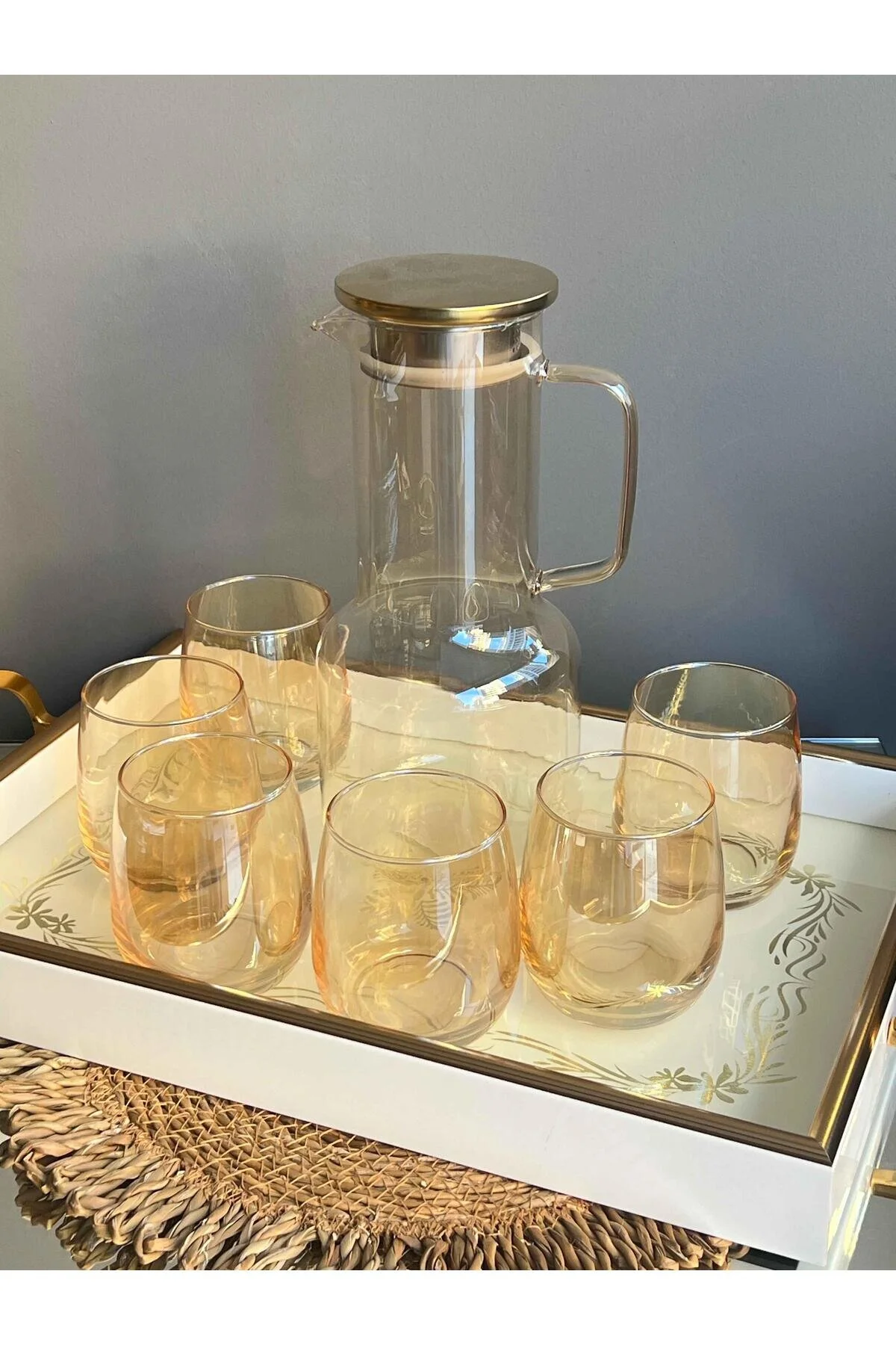 پارچ و تنگ مجموعه کوزه PERLA BOROSILICATE 7 قطعه ROSSEV