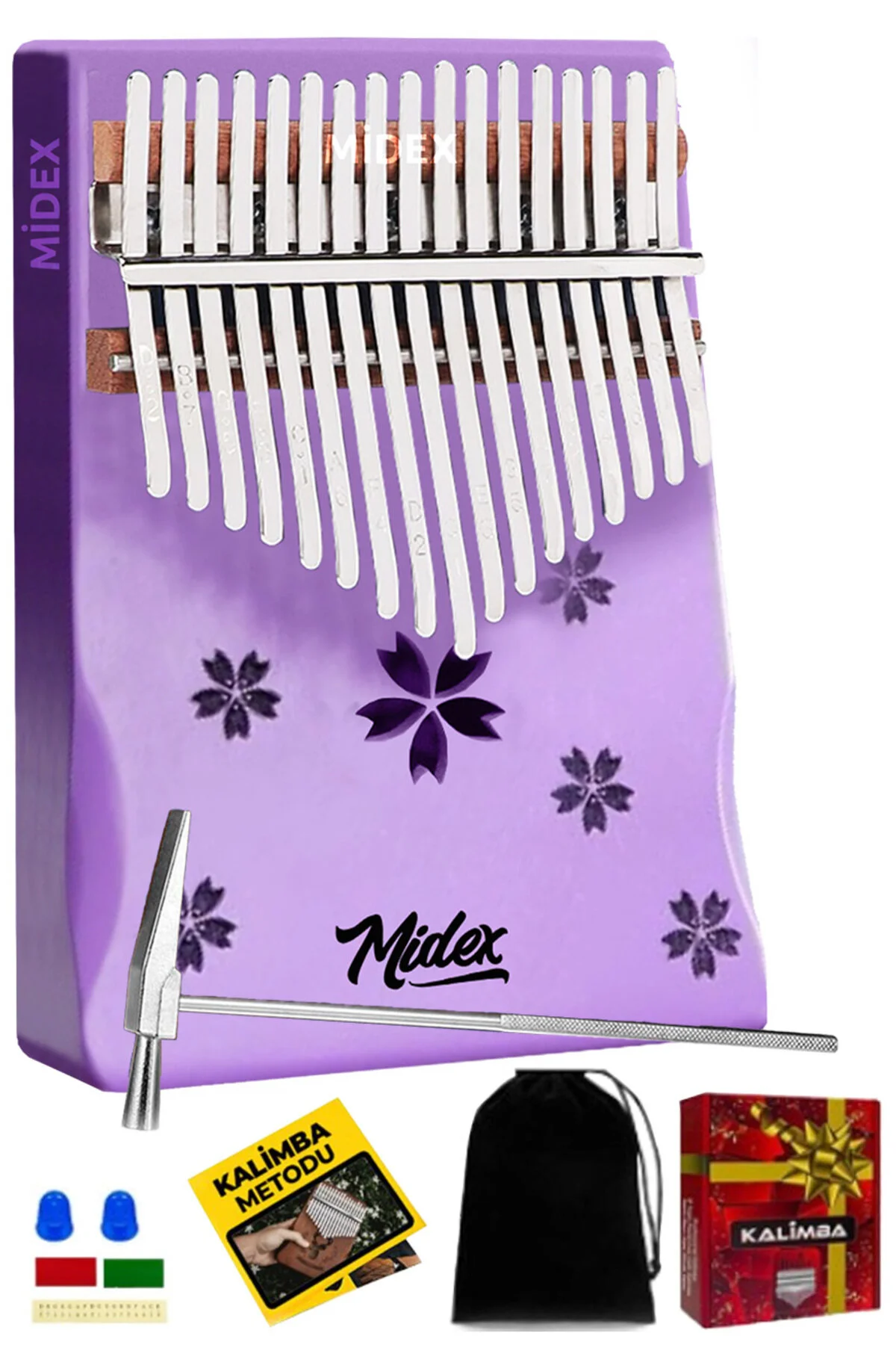 کالیمبا KLX 870 رنگ بنفش با کیفیت بالا KALIMBA چوبی 17 مجموعه کامل Midex
