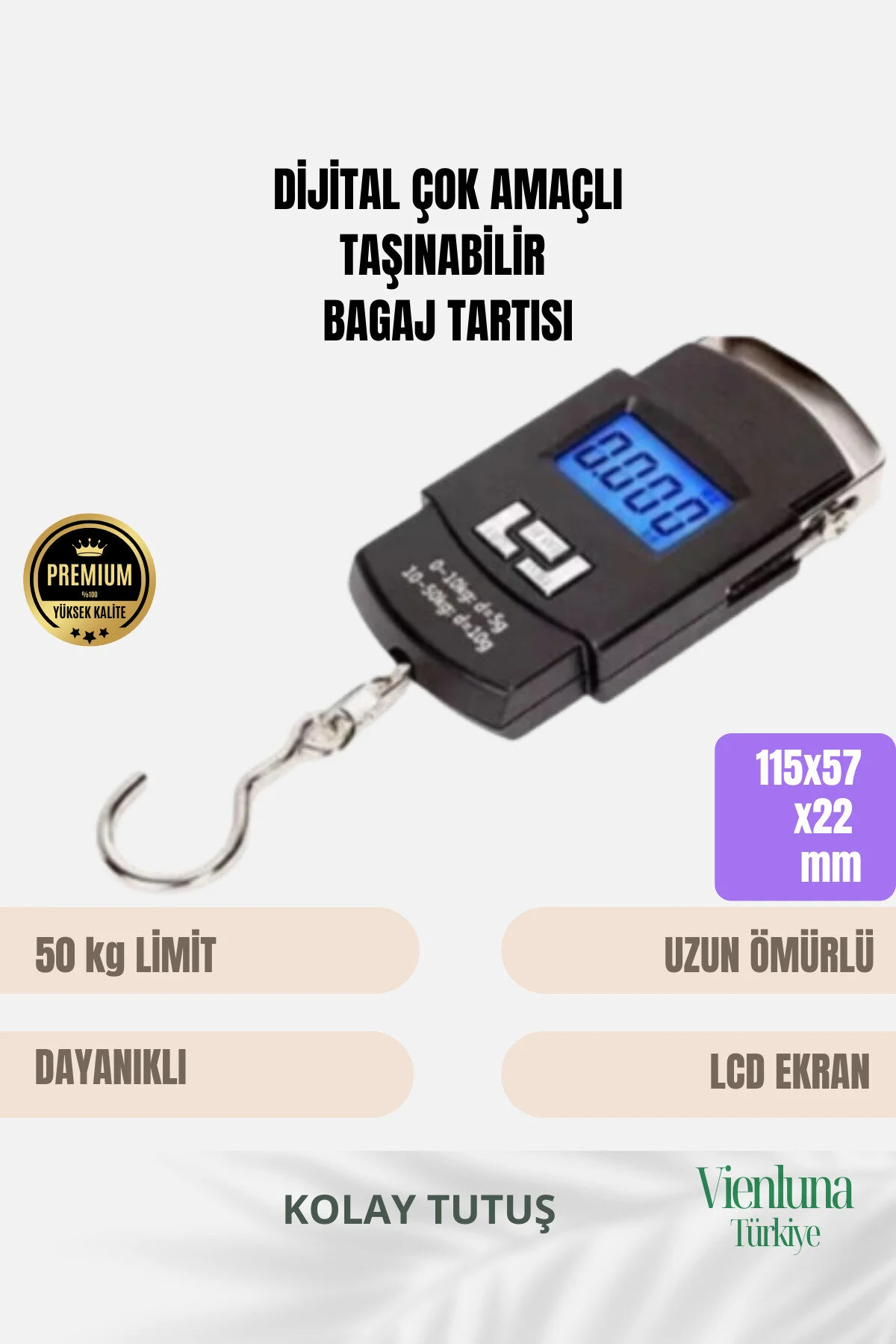 ترازو PREMIUM LCD با وزن دیجیتال چند منظوره قابل حمل چمدان حداکثر 50 کیلوگرم vienluna