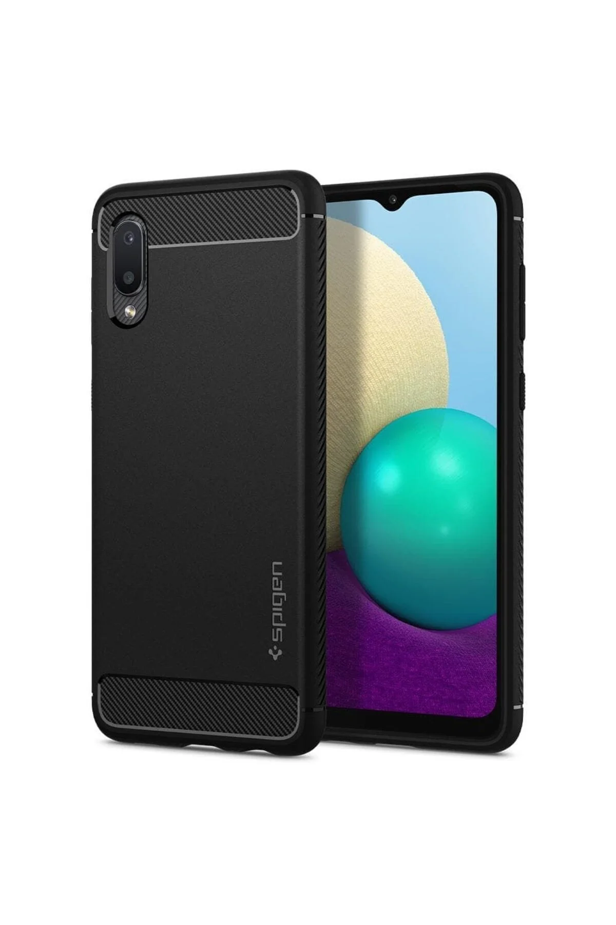 کاور و قاب کیس سازگار با گلکسی A02 GALAXY M02 RUGGED ARMOR MATTE BLACK اسپیگن Spigen