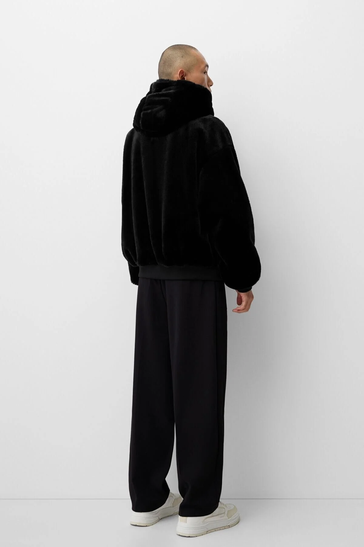 کت مشکی مردانه ژاکت پشمی مصنوعی برشکا اورجینال Bershka