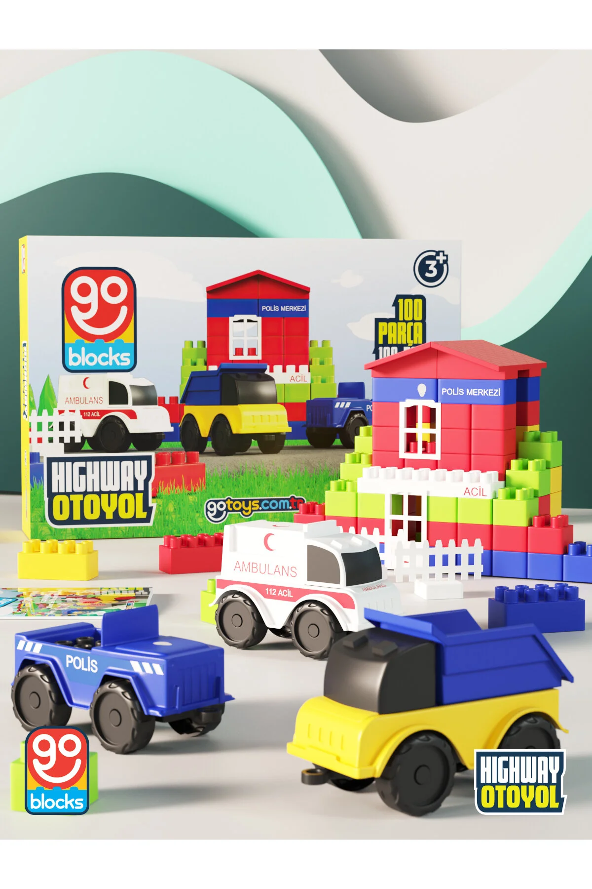 لگو و اسباب بازی های ساخت محور GO BLOCKS HIGHWAY 100 PIECE BUILDING BLOCK SET TOYS MEGA از ترکیه Go Toys
