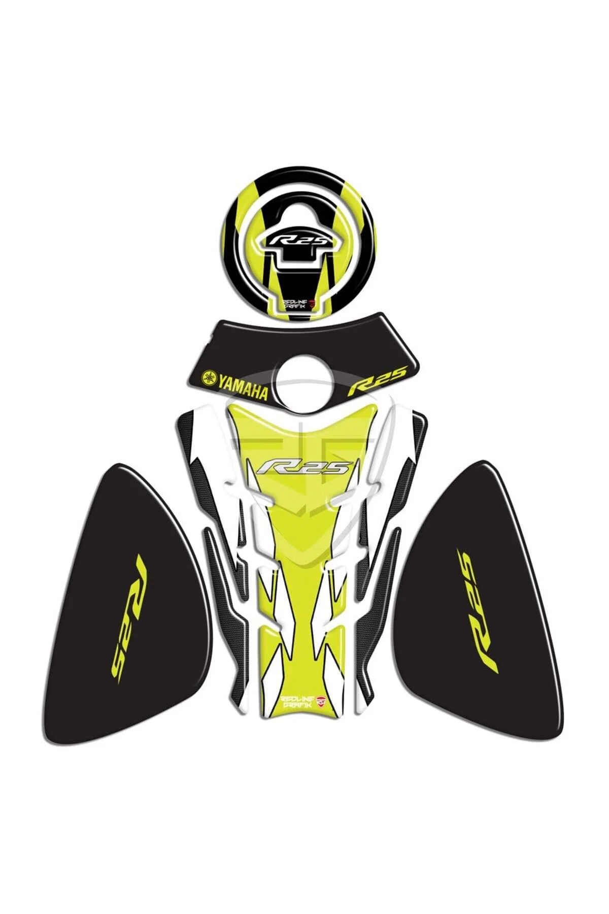 محافظ باک و برچسب زرد YAMAHA R25 PAD TANK CASE OLD 3M