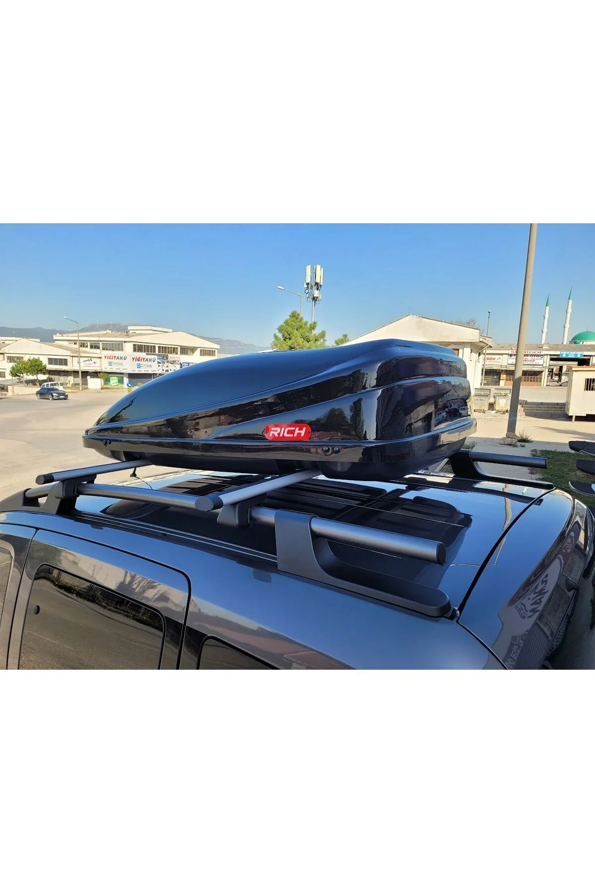 جعبه بار سقفی RICH PORT LUGGAGE 390 لیتری سازگار با رنگ مشکی روشن Elioure