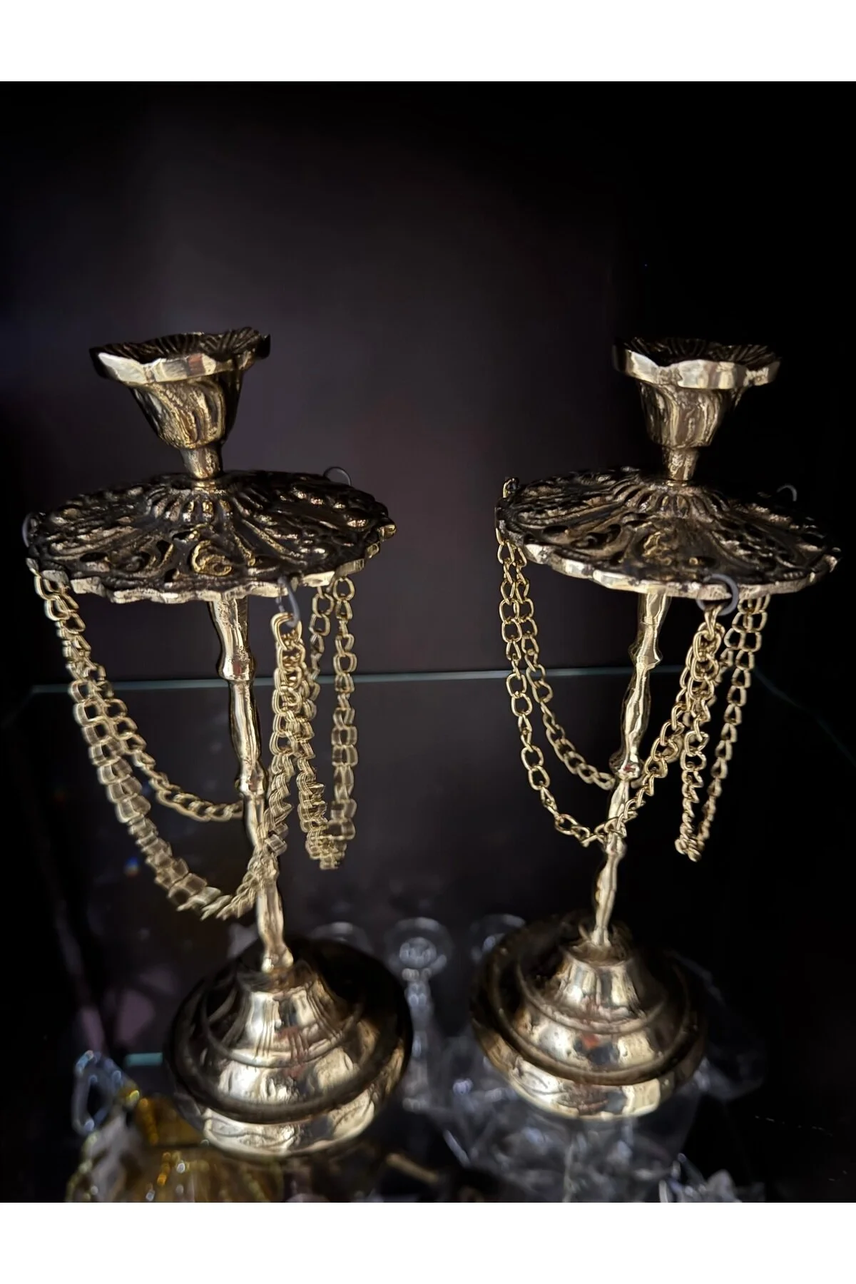 شمعدان و جاشمعی نگهدارنده شمع برنج با 2 Handmade
