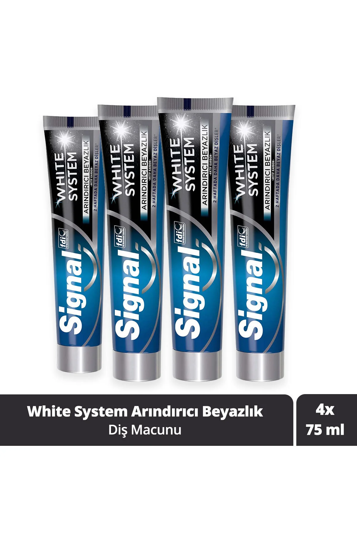خمیر دندان White System مخصوص دندان‌ های حساس پاکسازی ملایم و سفیدکننده قوی بسته ۴ عددی ۷۵ میل Signal