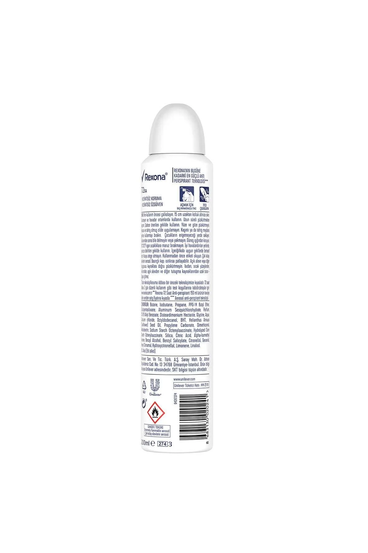 رکسونا اینویزیبل اسپری دئودورانت زنانه ۲۰۰ میلی‌لیتر | محافظت ۷۲ ساعته بدون لکه Rexona