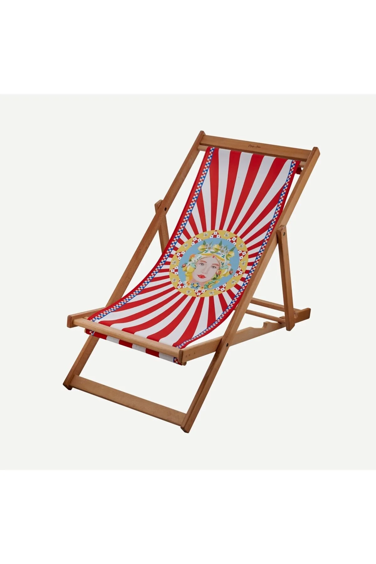 صندلی آفتابگیر (شزلونگ) قرمز مردانه و زنانه Positano Red Wooden Sunbedta 130 سانتی متر  CHIARA ALESSI