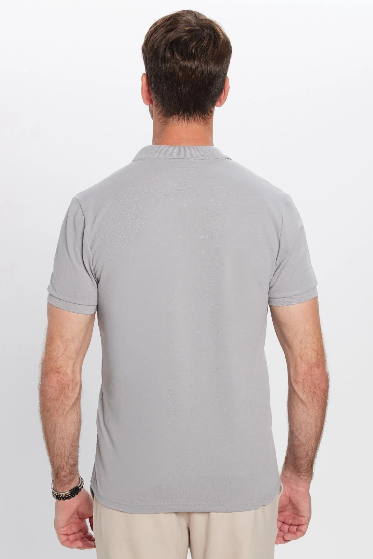 تی شرت یقه پولو مردانه پارچه باریک و ای نرم خنک مسطح PIKE GREY POLO COLLAR T SHIRT Tudors