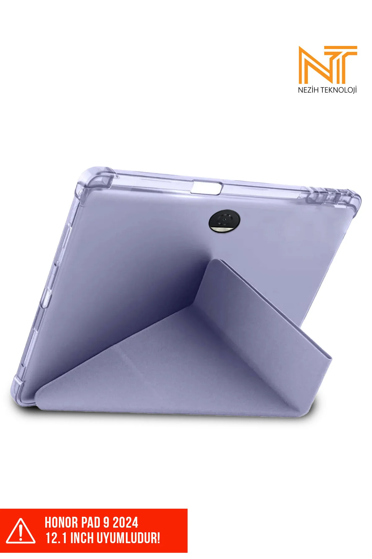 کاور تبلت HONOR PAD 9 12.1 اینچی سیلیکونی نرم سه تاشو سازگار با محفظه قلم در پشت Nezih Case