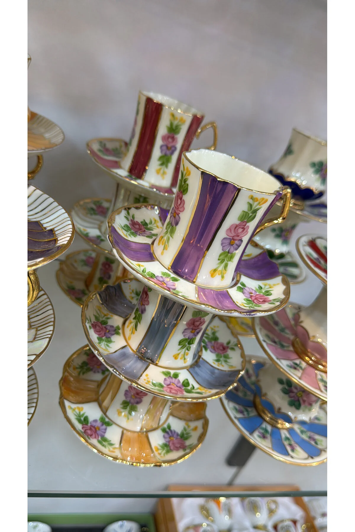 فنجان قهوه ESTERHOMEDECOR برای 6 نفره مجموعه نقاشی چینی Handmade