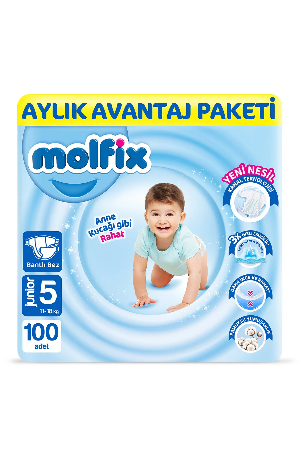 پوشک بچه سایز 5 جونیور ماهنامه AVN. بسته 100 عددی اورجینال Molfix