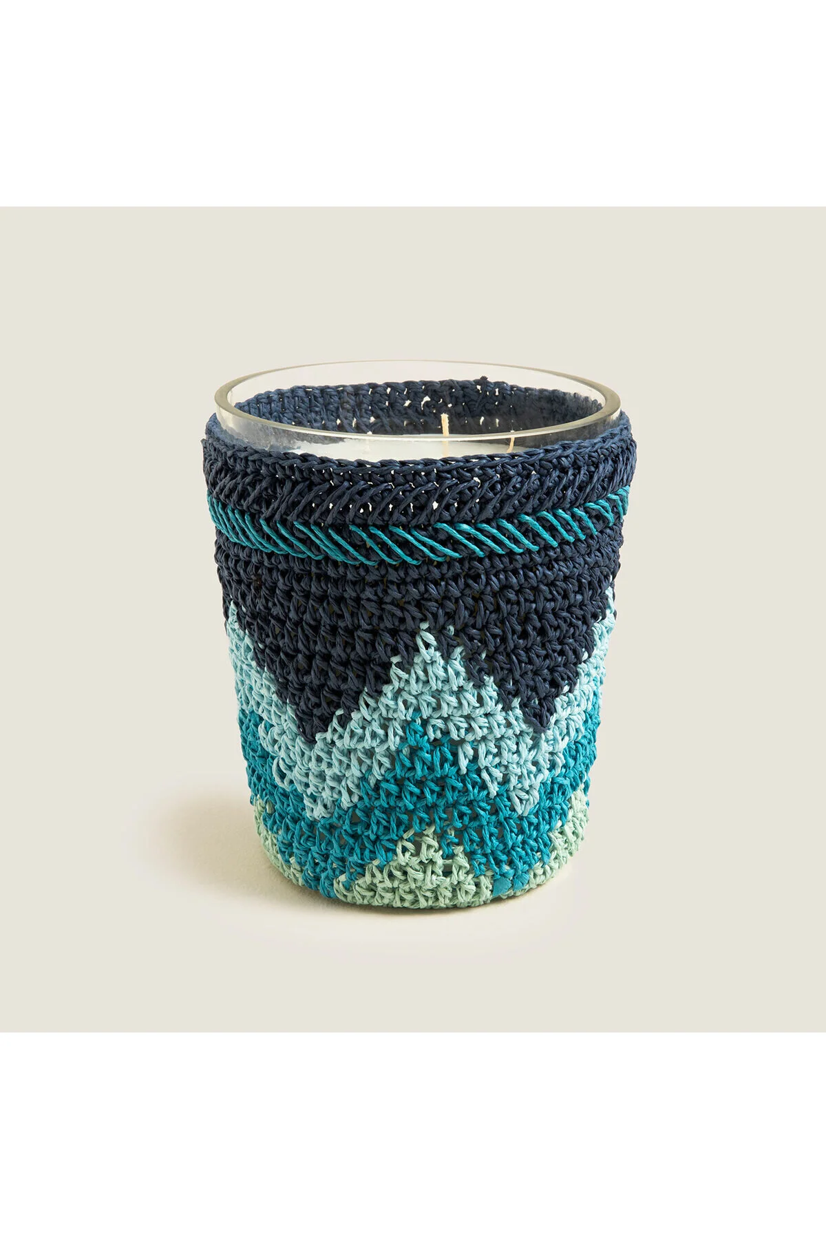 شمع و چراغ معطر قلاب دوزی BOHO 14X17 سانتی متر آبی Chakra