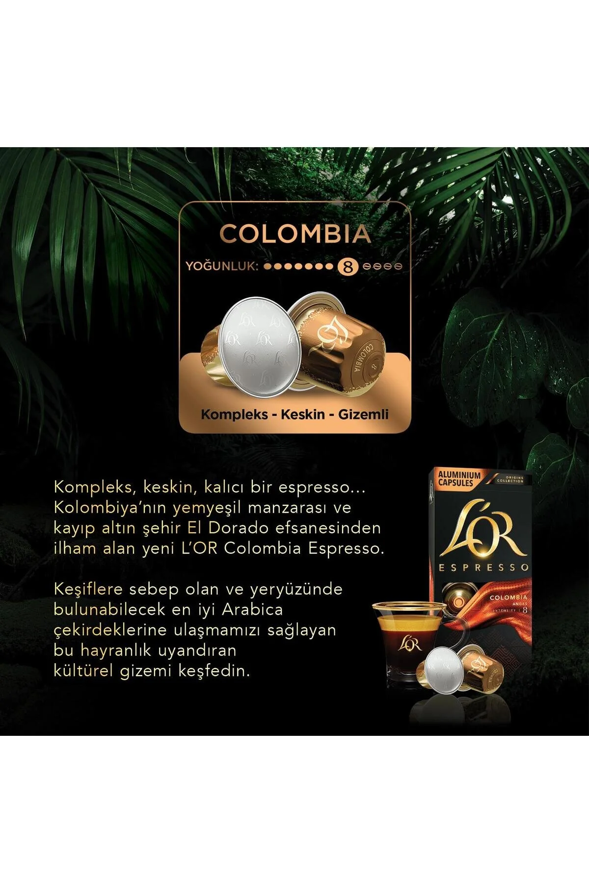 کپسول قهوه منشأ اسپرسو کلمبیا NESPRESSO سازگار با آلومینیومی 10 عدد L'OR