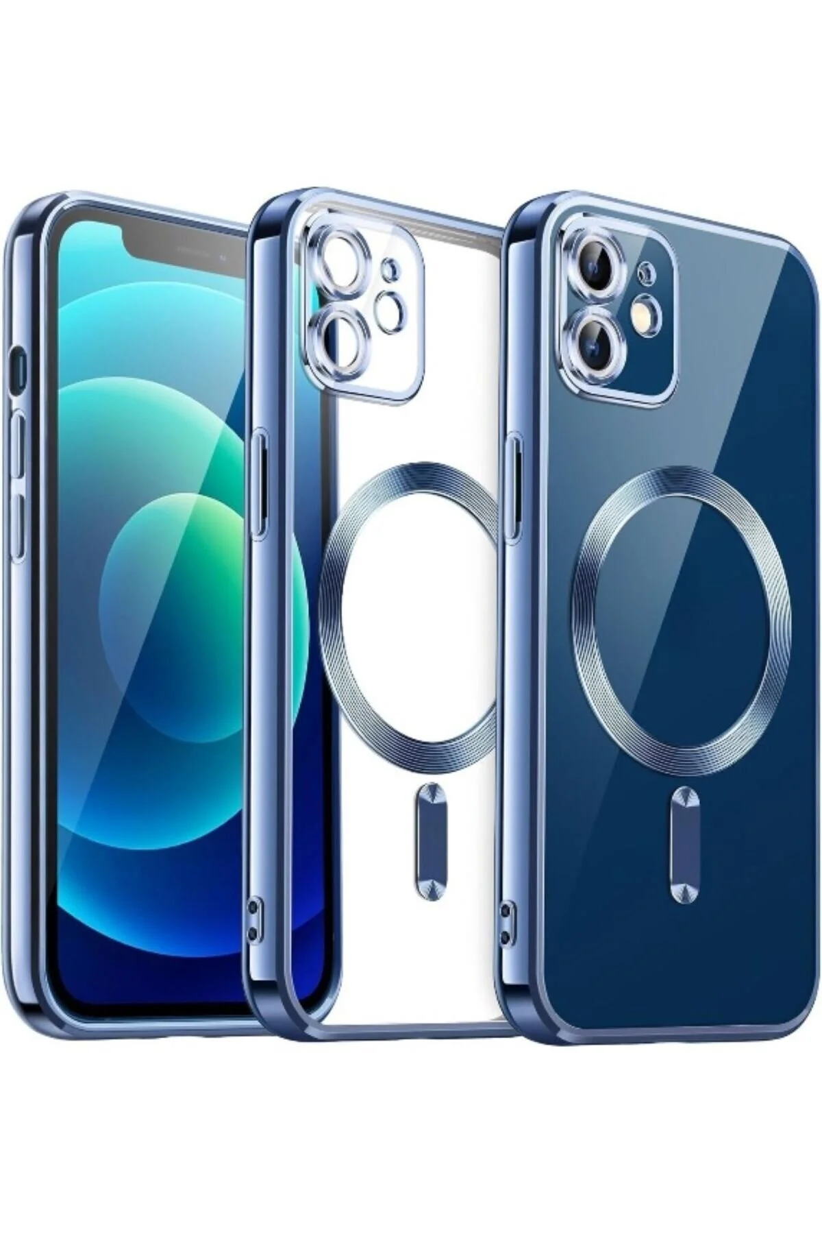 کاور و قاب محافظ لنز دوربین APPLE IPHONE 12 سازگار با پوشش شارژ MAGSAFE نرم رنگی شفاف Fibaks