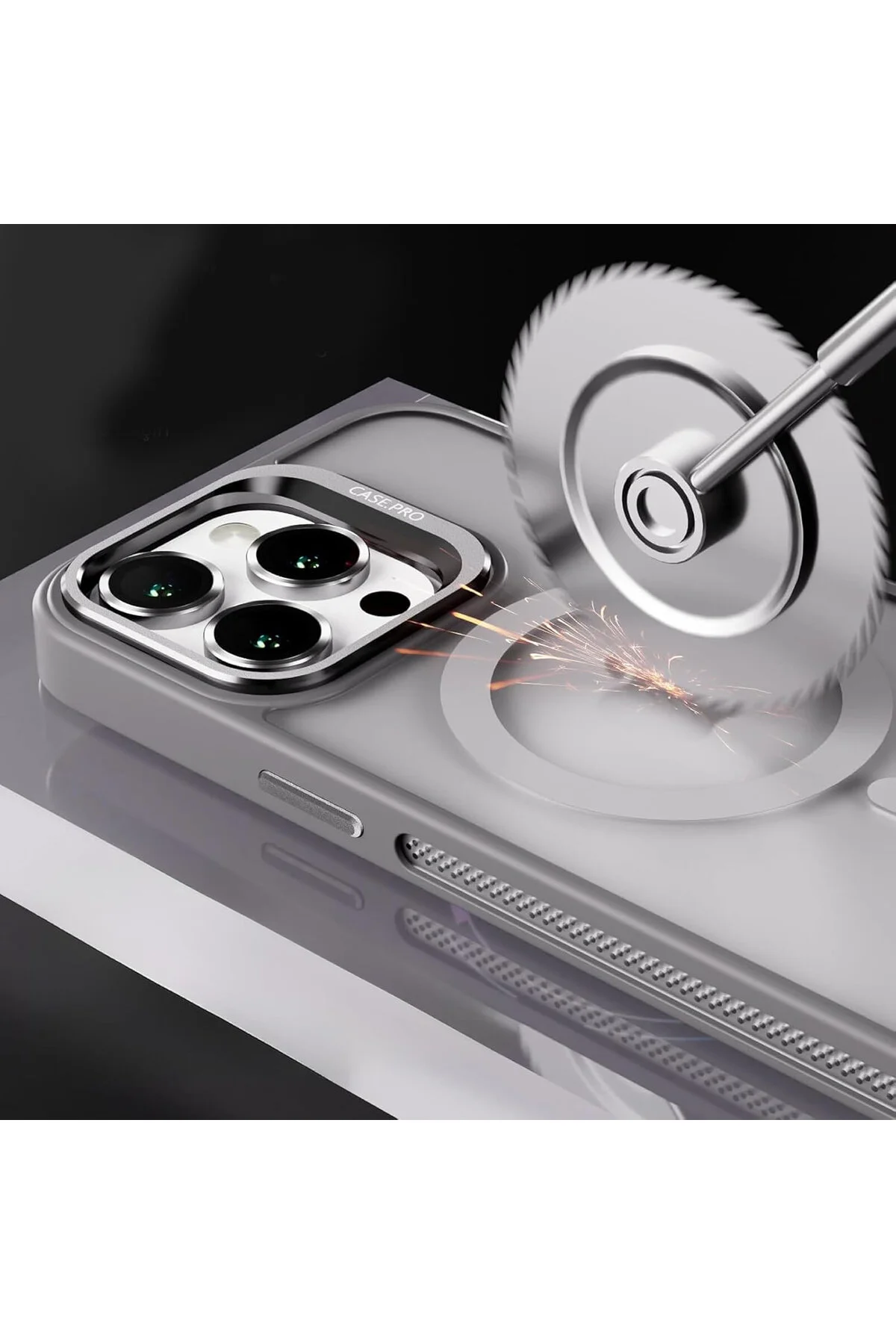 کاور و قاب سازگار با آیفون 16 پرو مکس اپل محافظ لنز دوربین کلید فلزی پایه مات MAGSAFE هدیه نوادا Caseji